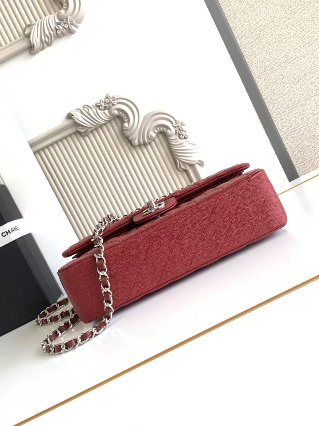Chanel Classic Flap Bag 25 cm Red Silver-Tone Hardware A01112