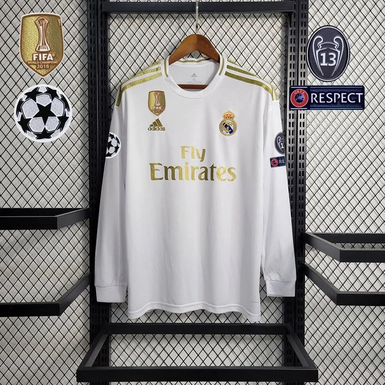 Retro 2019-20 Real Madrid Main Long Sleeve Benzema Hazard Sergio Ramos Casemiro KROOS MODRIC Football jersey retro