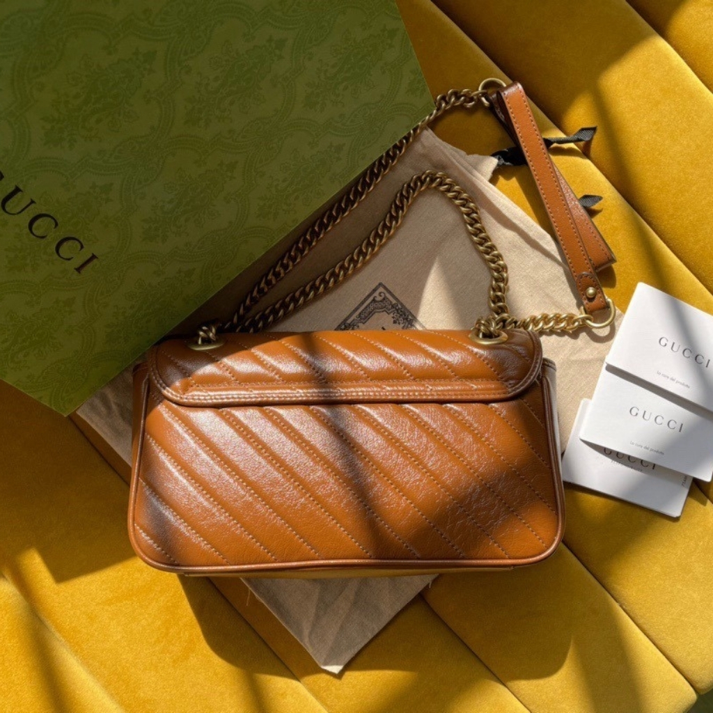Gucci Marmont Mini Matelasse Shoulder Bag Brown 22cm 446744 0OLFT 2535