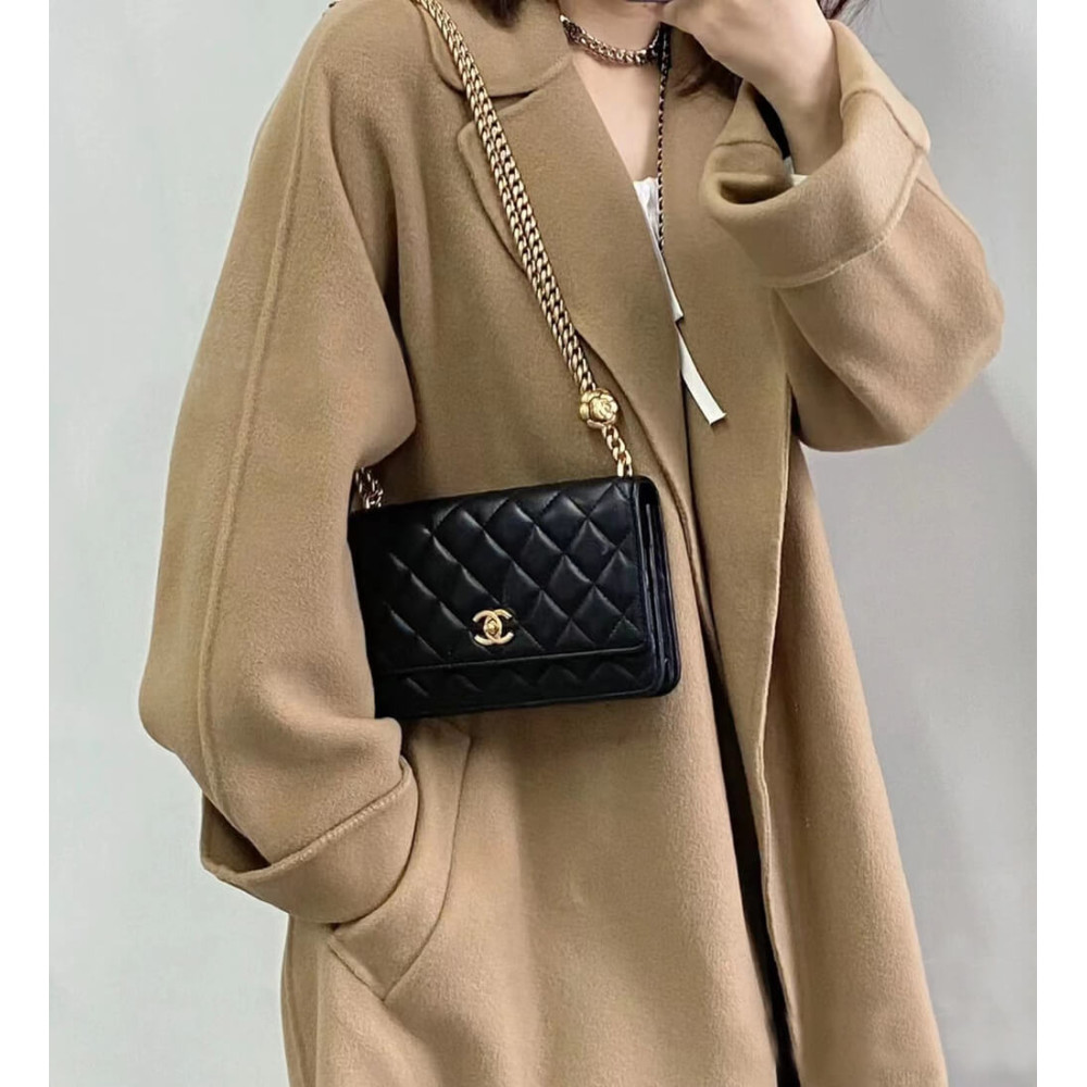 Chanel Camellia Crush Wallet On Chain Lambskin 19.2cm