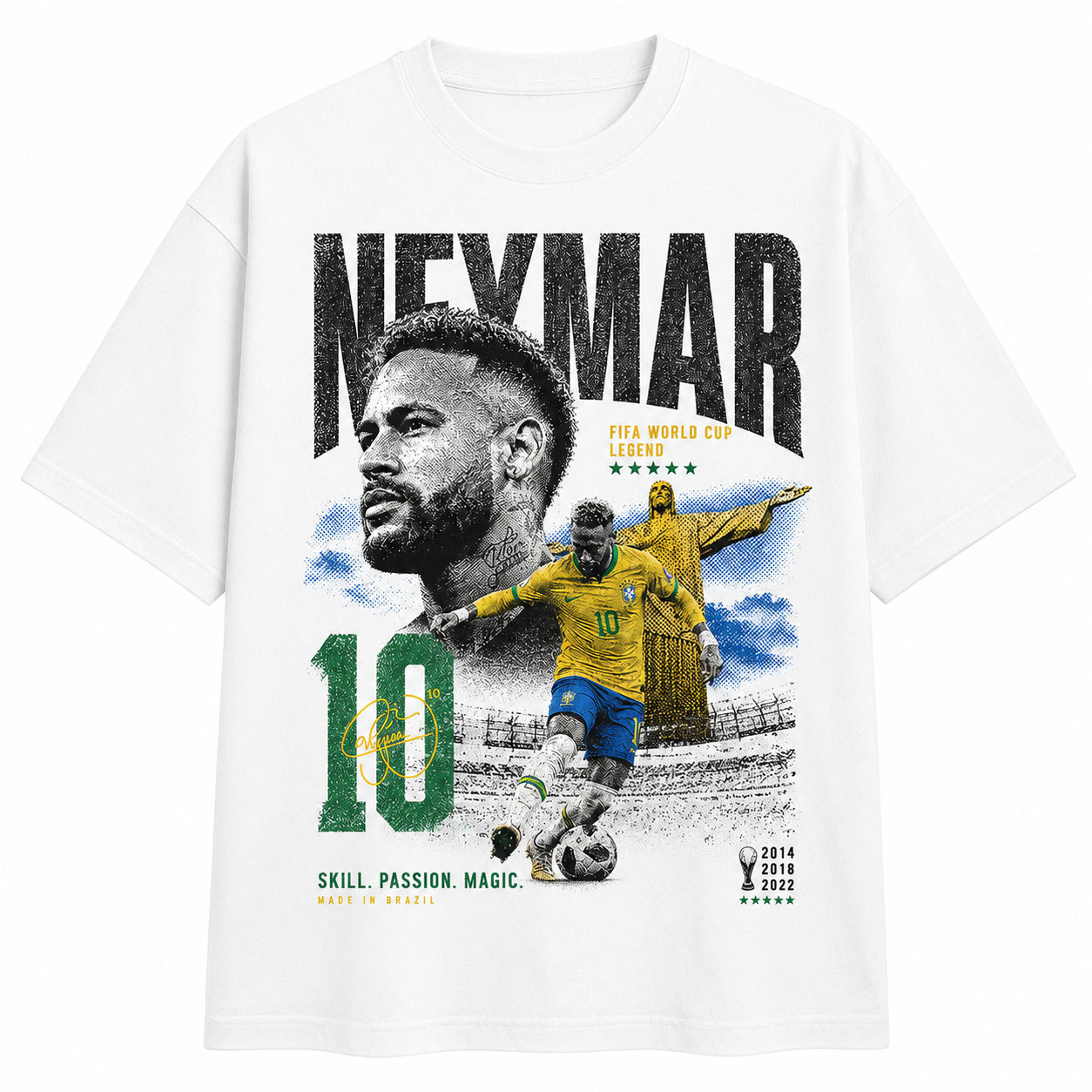 Neymar World Cup Printed T-Shirt  Unisex Loose Fit T-Shirt 100% Cotton Soft Comfortable Summer Casual Printed Top