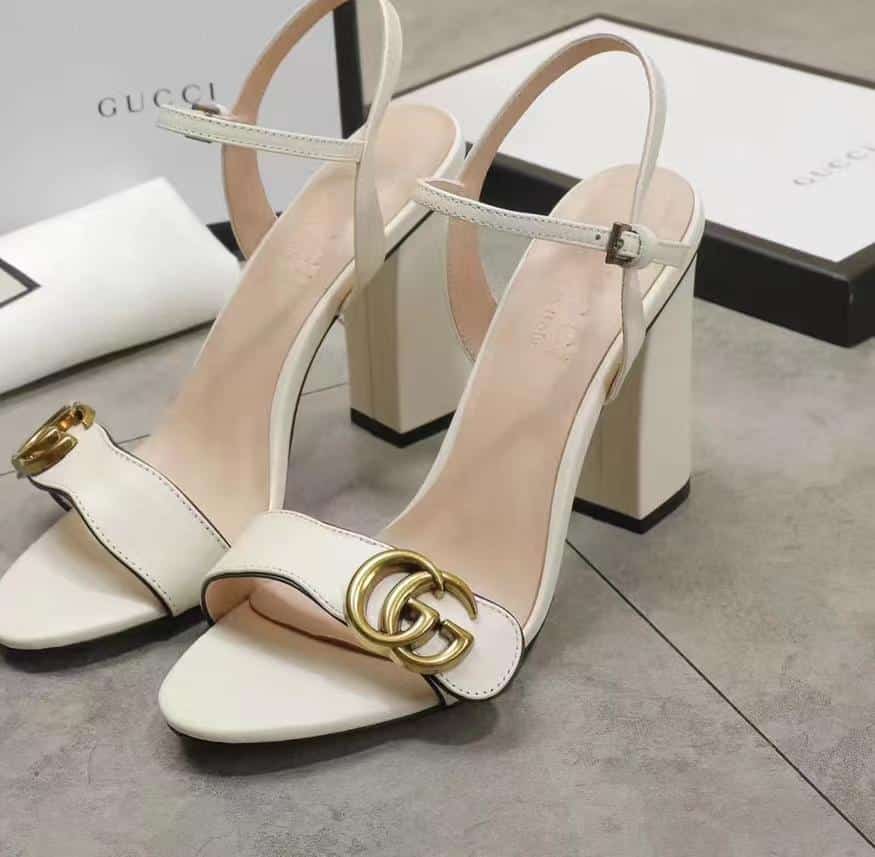 Gucci Double G White Leather Sandal ?453378 A3N00 9022