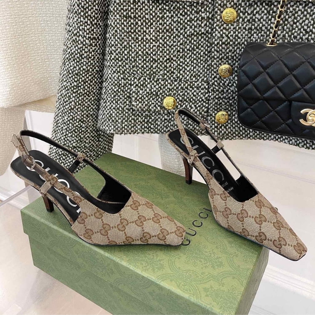 Gucci Women’s GG Slingback Pump Beige ‎675420 KY980 9763