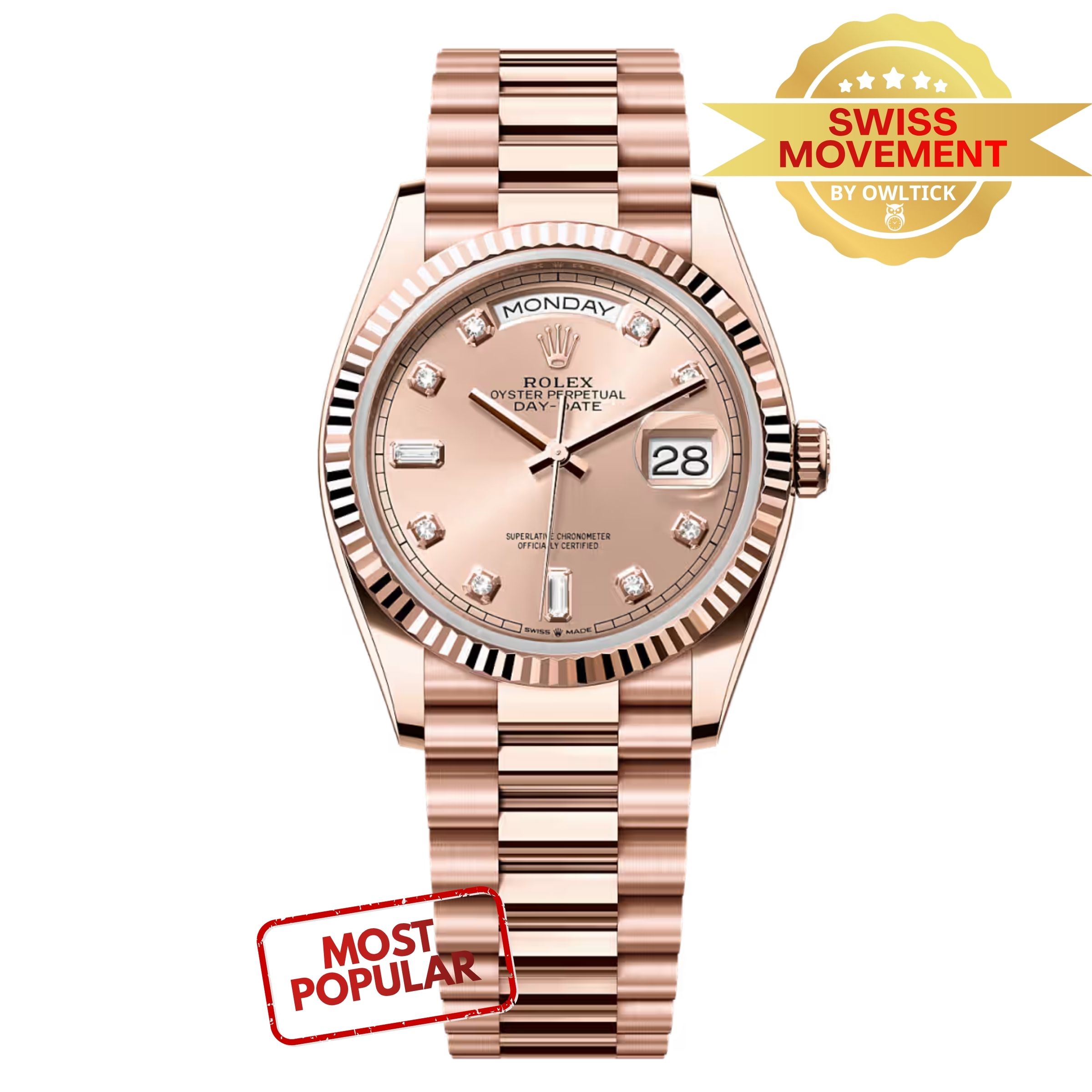 [Superclone] Rolex Day-Date 36mm Rosé – Colour Dial President 128235