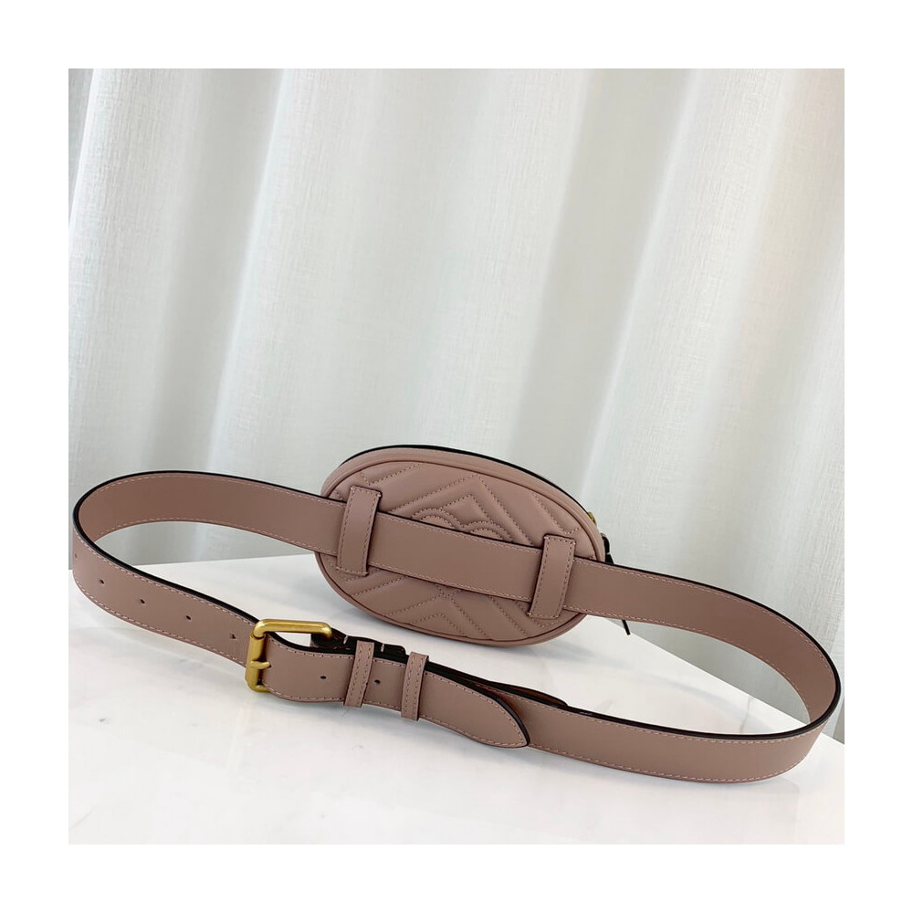 Gucci GG Marmont Matelasse Leather Belt Bag Nude Pink