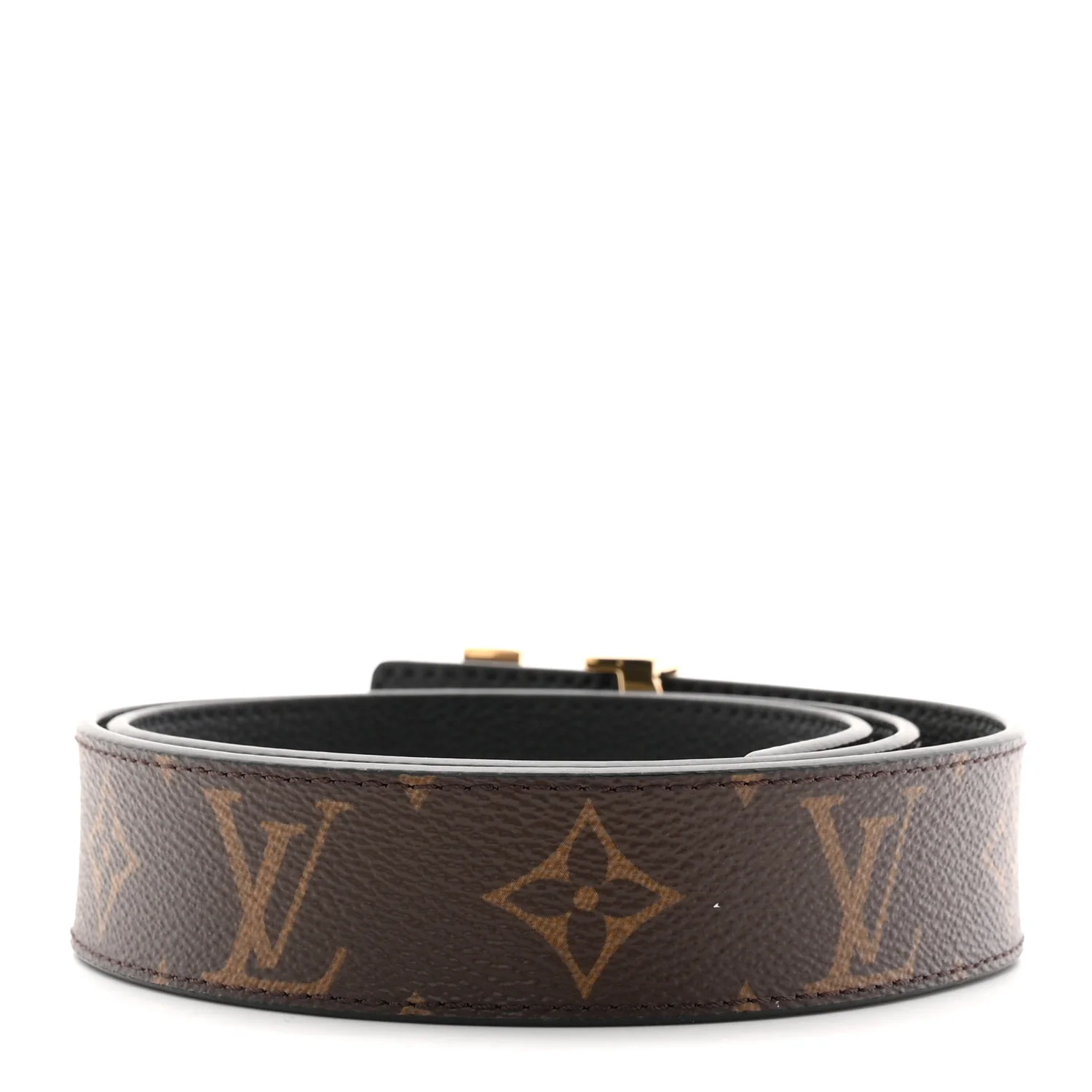 Calfskin Monogram 30mm LV Initiales Reversible Belt 75 30 Black