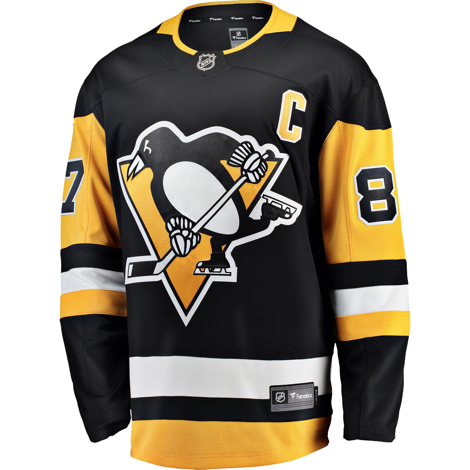 Sidney Crosby Pittsburgh Penguins Fanatics Captain Patch Home Breakaway Jersey – Black