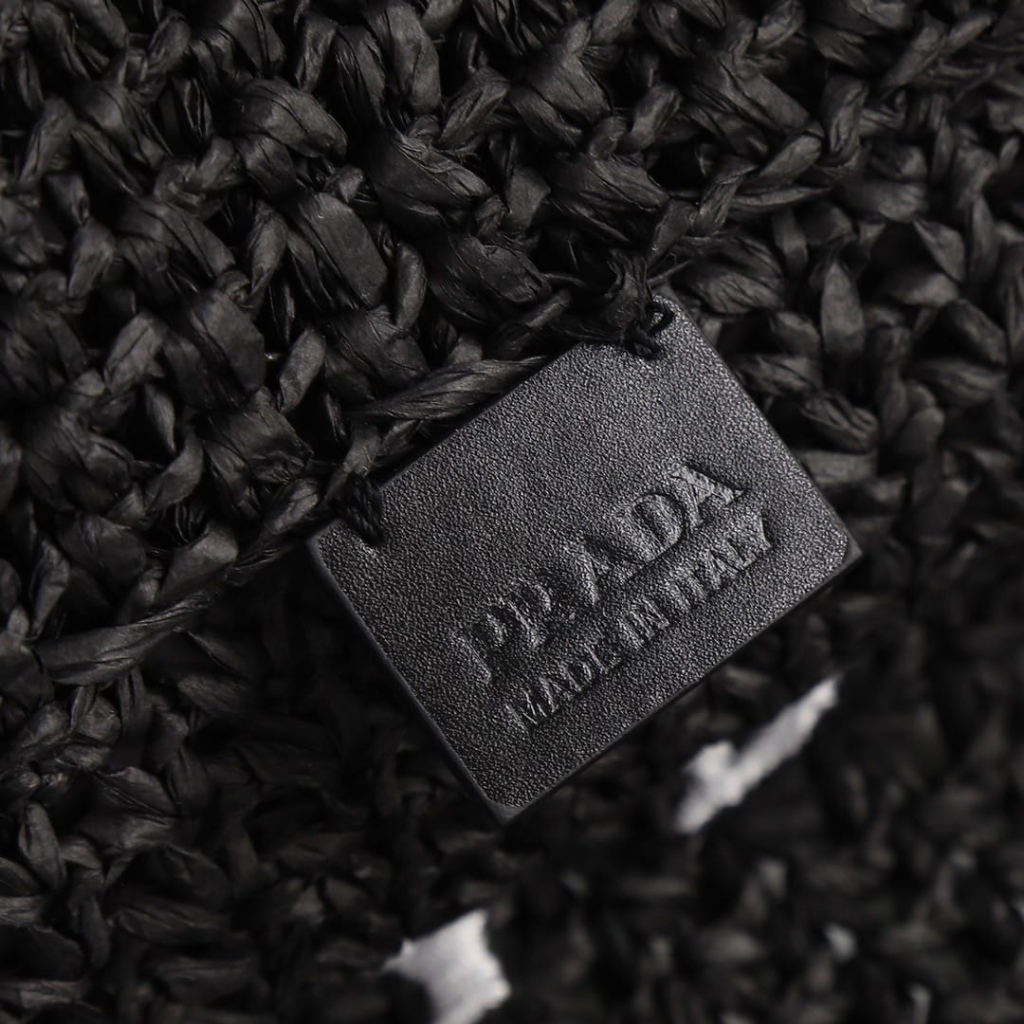 Prada Large Crochet Tote Bag Raffia In Black 40cm 1BG392 2A2T F0002 V OOL