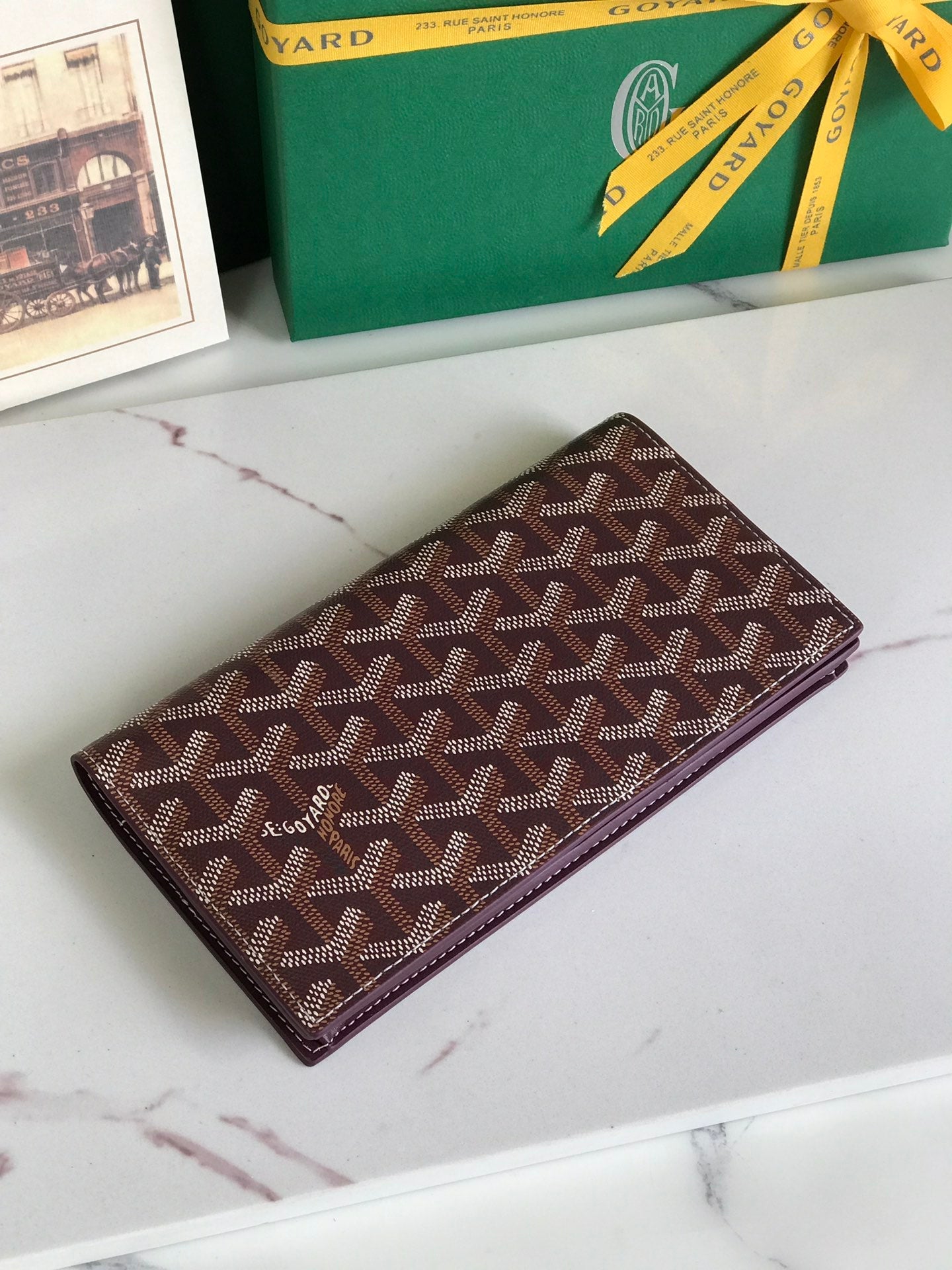 Goyard Richelieu Wallet 19 Cm Wine Red Goyardine Canvas