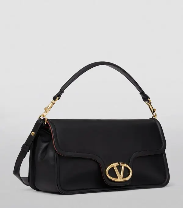 Valentino Garavani VLogo 1960 Nappa Leather Shoulder Bag Black 28Cm