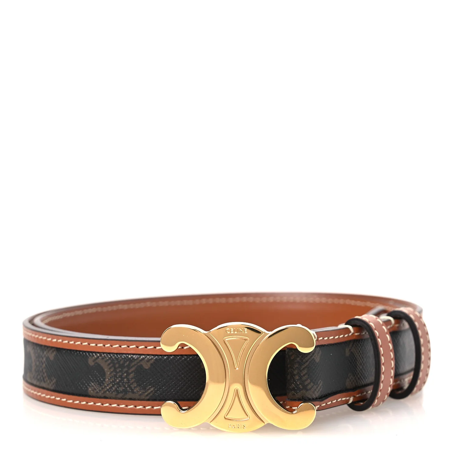 Canvas Calfskin Medium 25mm Triomphe 85 34 Belt Tan