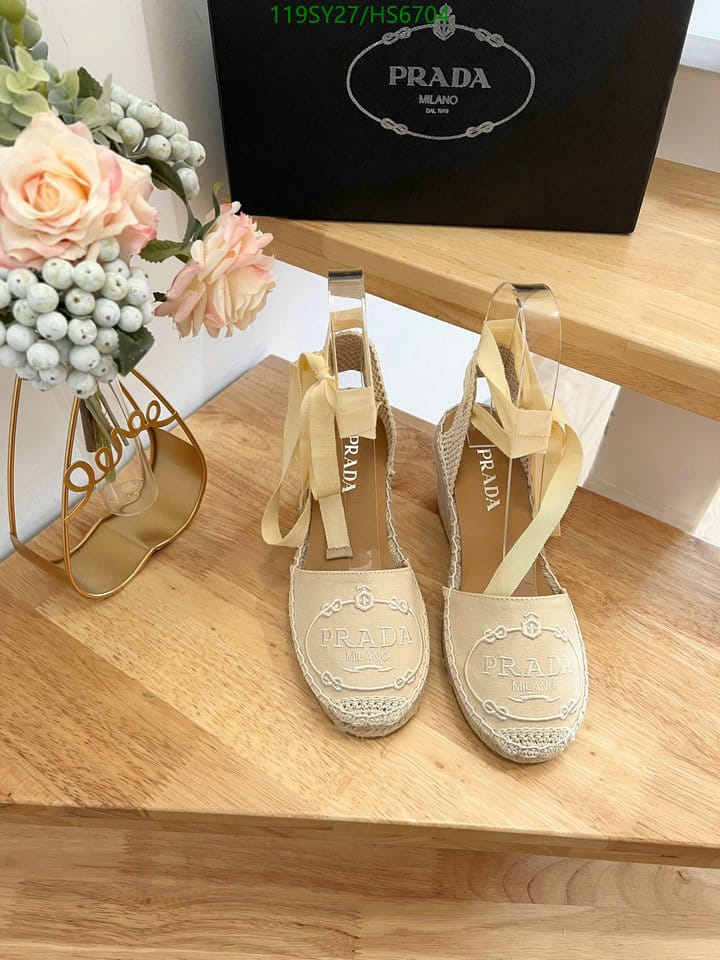 Prada Linen Espadrille Wedge Sandals Beige