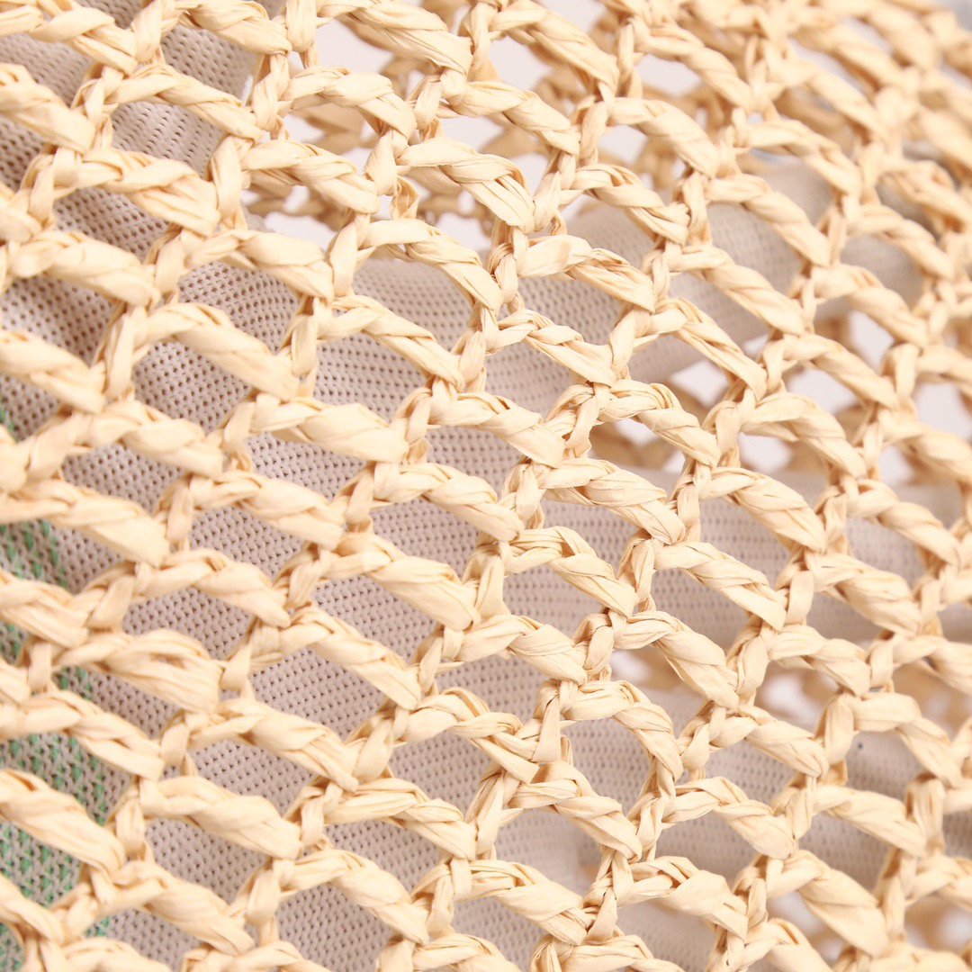 Prada Raffia Tote Bag Beige Straw Beach Bag 51 cm