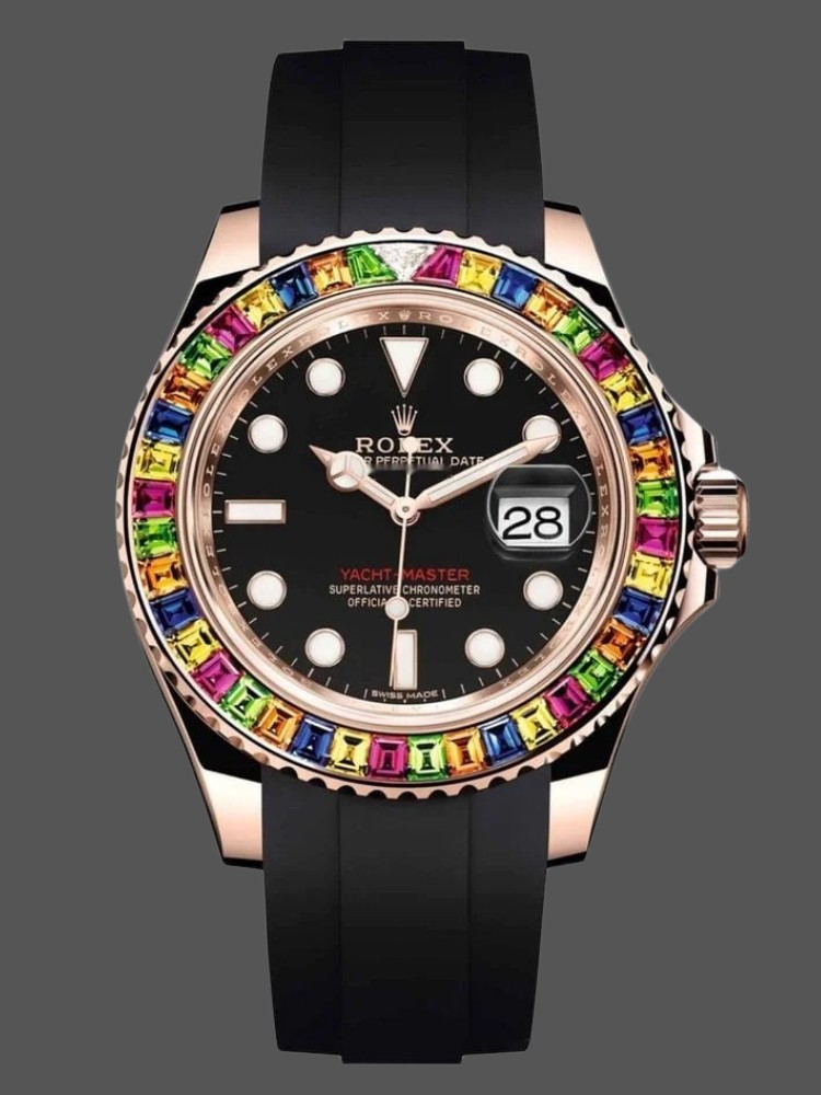 【Super Clone】Rolex Yacht-Master 116695 Black Rubber Strap Black Dial 40MM Mens Replica Watch