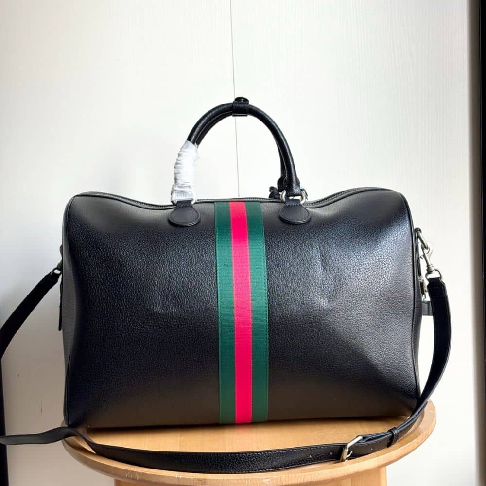 Gucci Web Trademark Medium Duffle Bag Black 44Cm