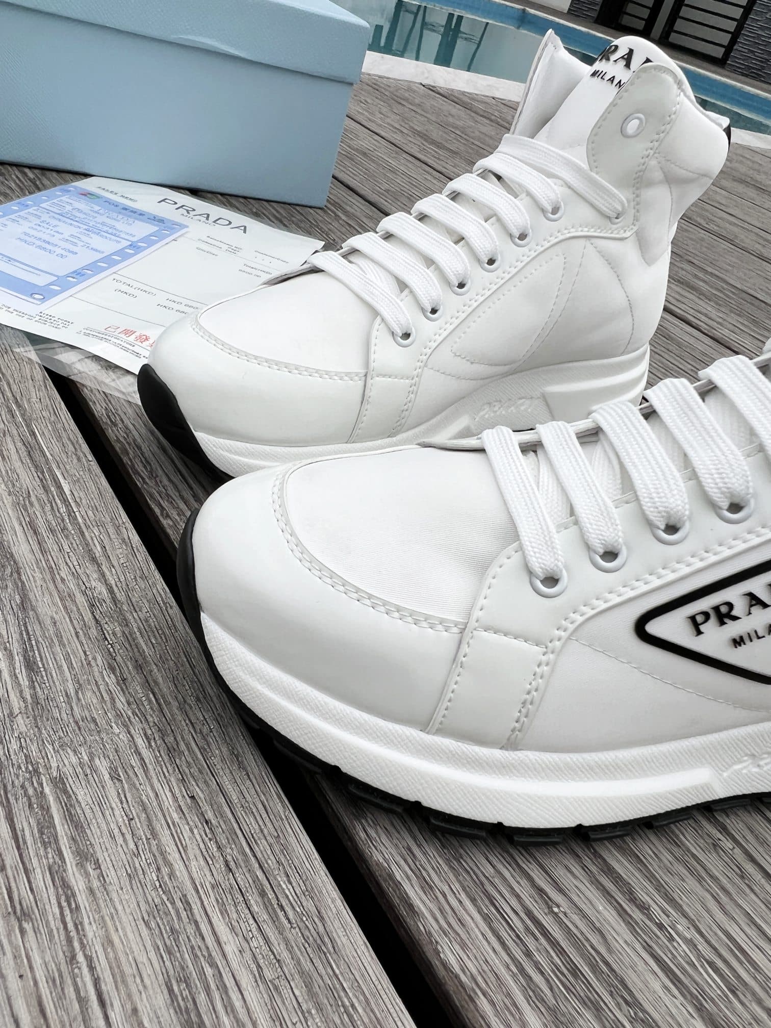 Prada Prax 01 Re Nylon And Brushed Leather Sneakers White