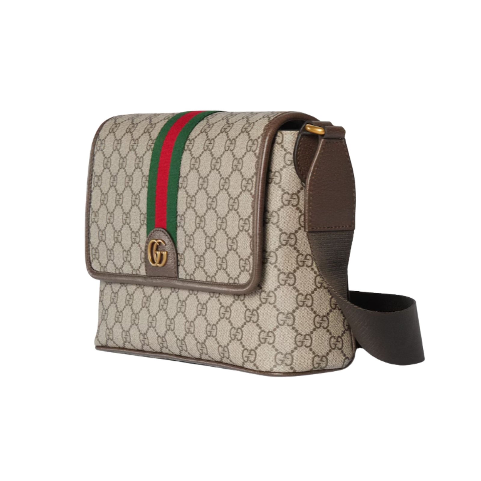 Gucci Ophidia Medium Messenger Bag 29.5cm/11.6in Beige And Dark Brown GG Monogram Coated Fabric 834467