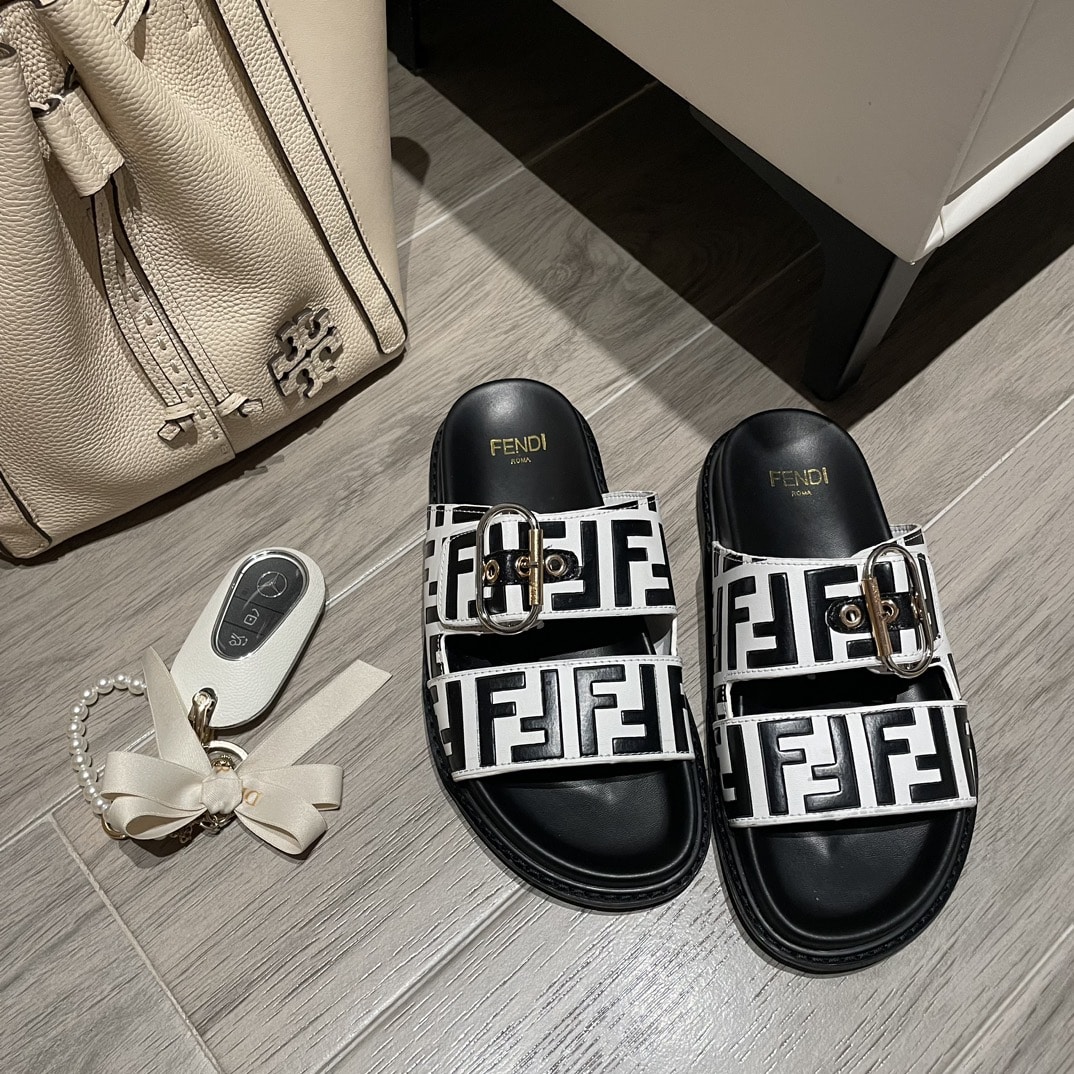 Fendi Ff Double Band Slide Black