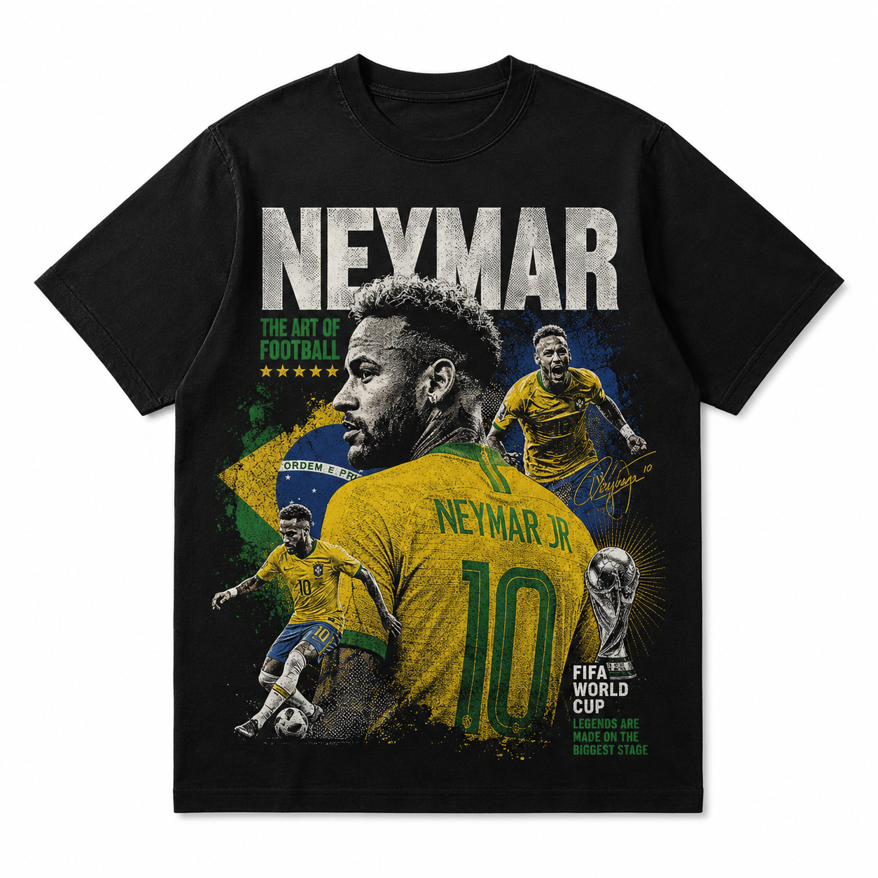 Neymar World Cup Printed T-Shirt  Unisex Loose Fit T-Shirt 100% Cotton Soft Comfortable Summer Casual Printed Top