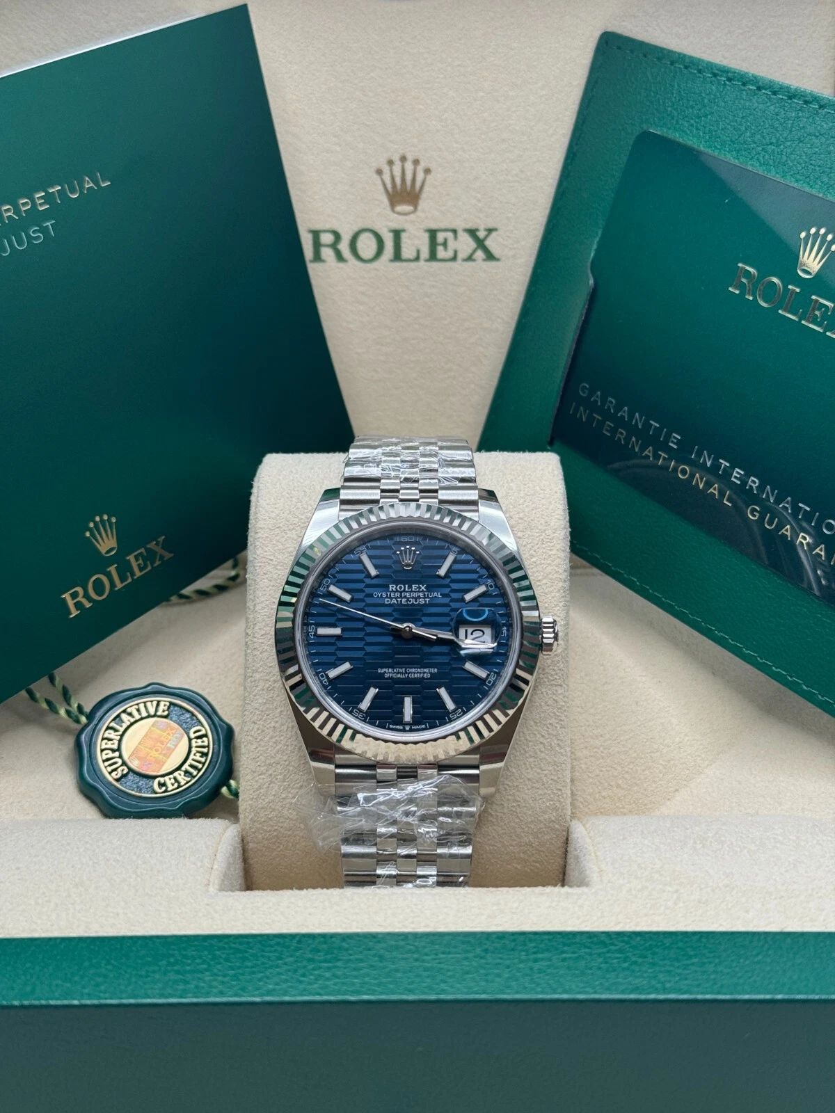 【Super Clone】RLX  Datejust 41mm Blue Fluted Motif Index Dial Jubilee Bracelet Watch - 126334