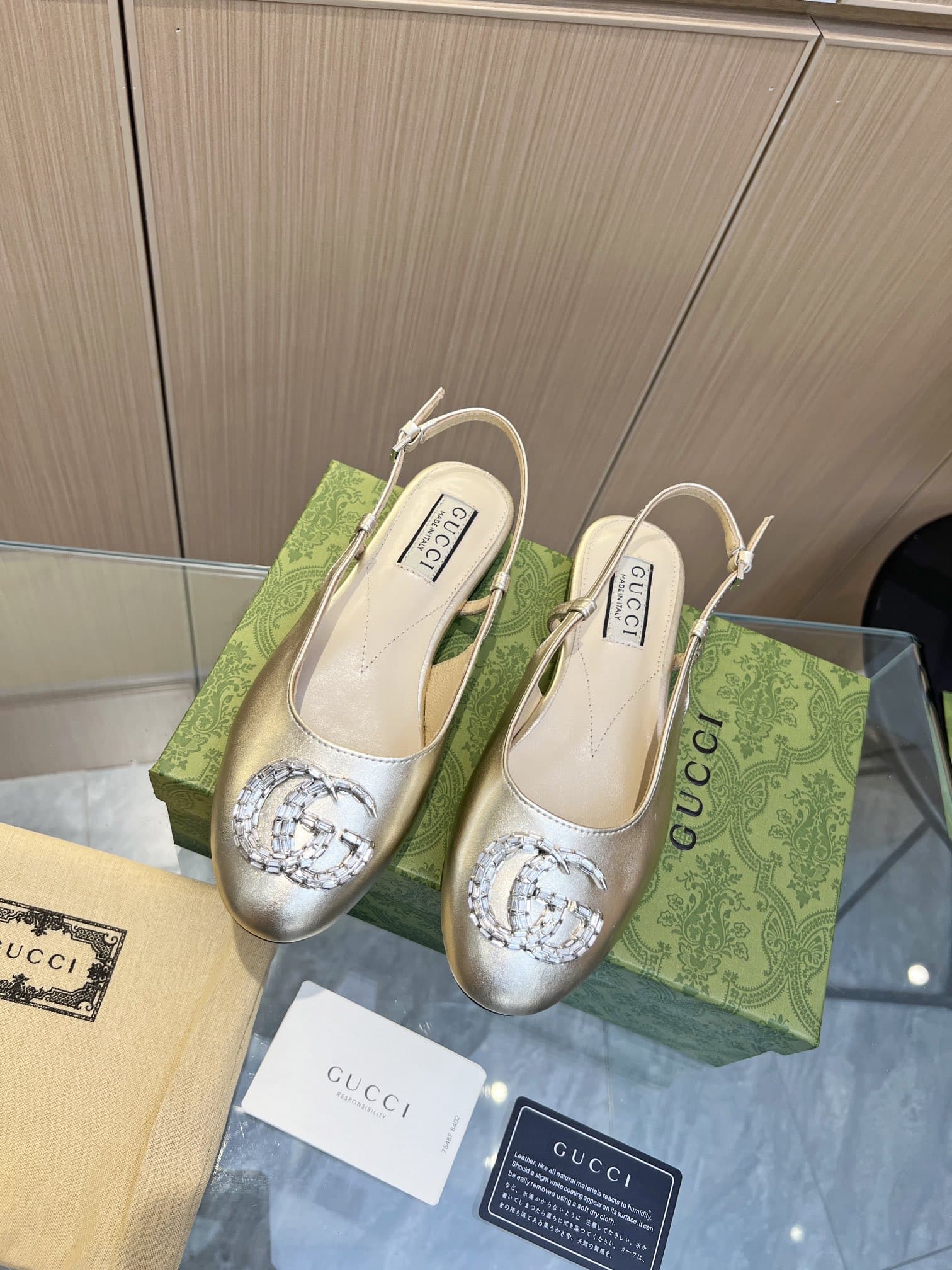 Gucci Gg Crystal Slingback Silver