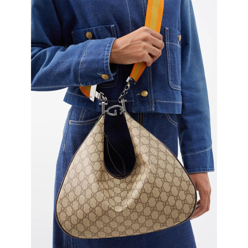 Gucci GG Supreme Attache Medium Shoulder Bag Coffee
