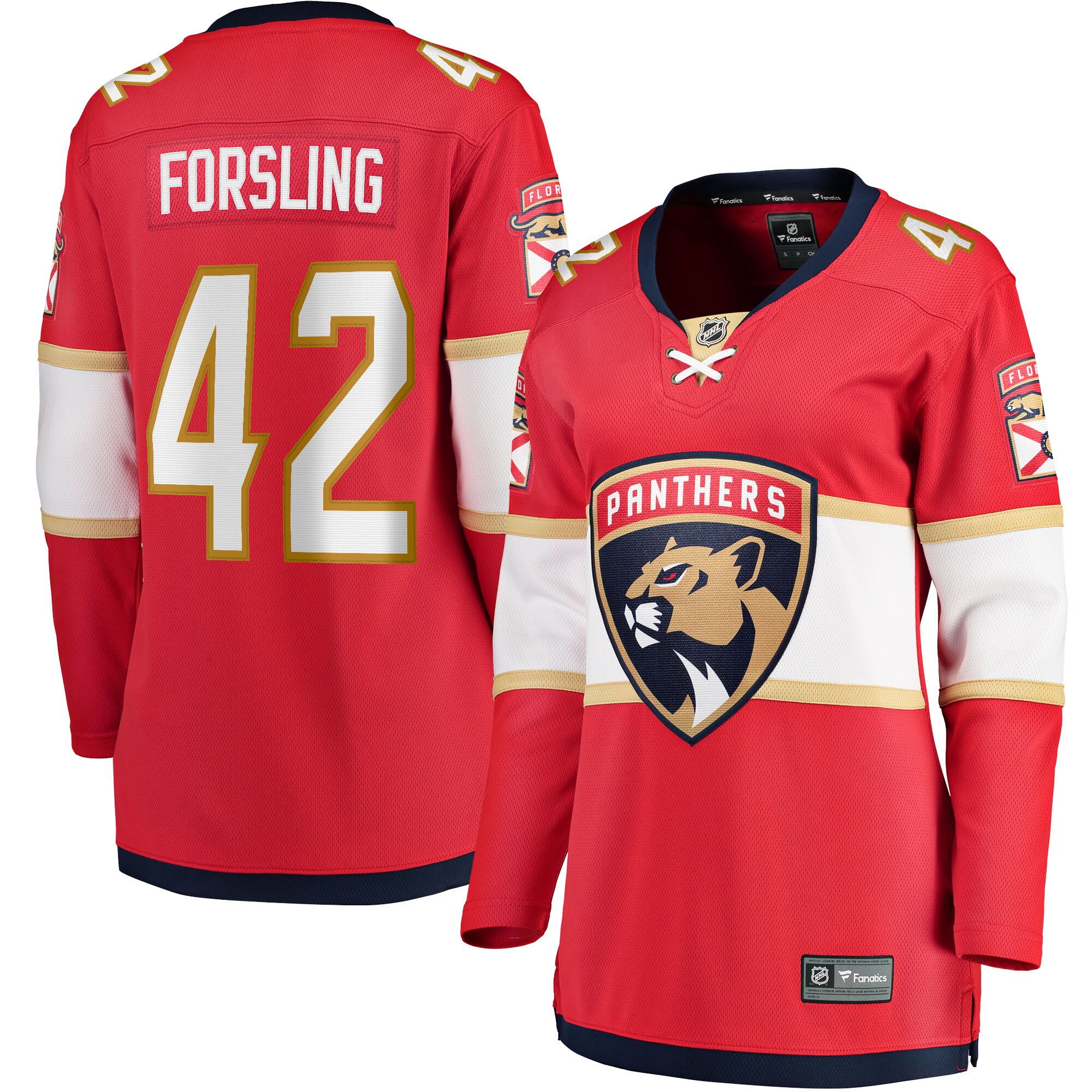 Gustav Forsling Florida Panthers Fanatics Women’s Home Breakaway Player Jersey – Red