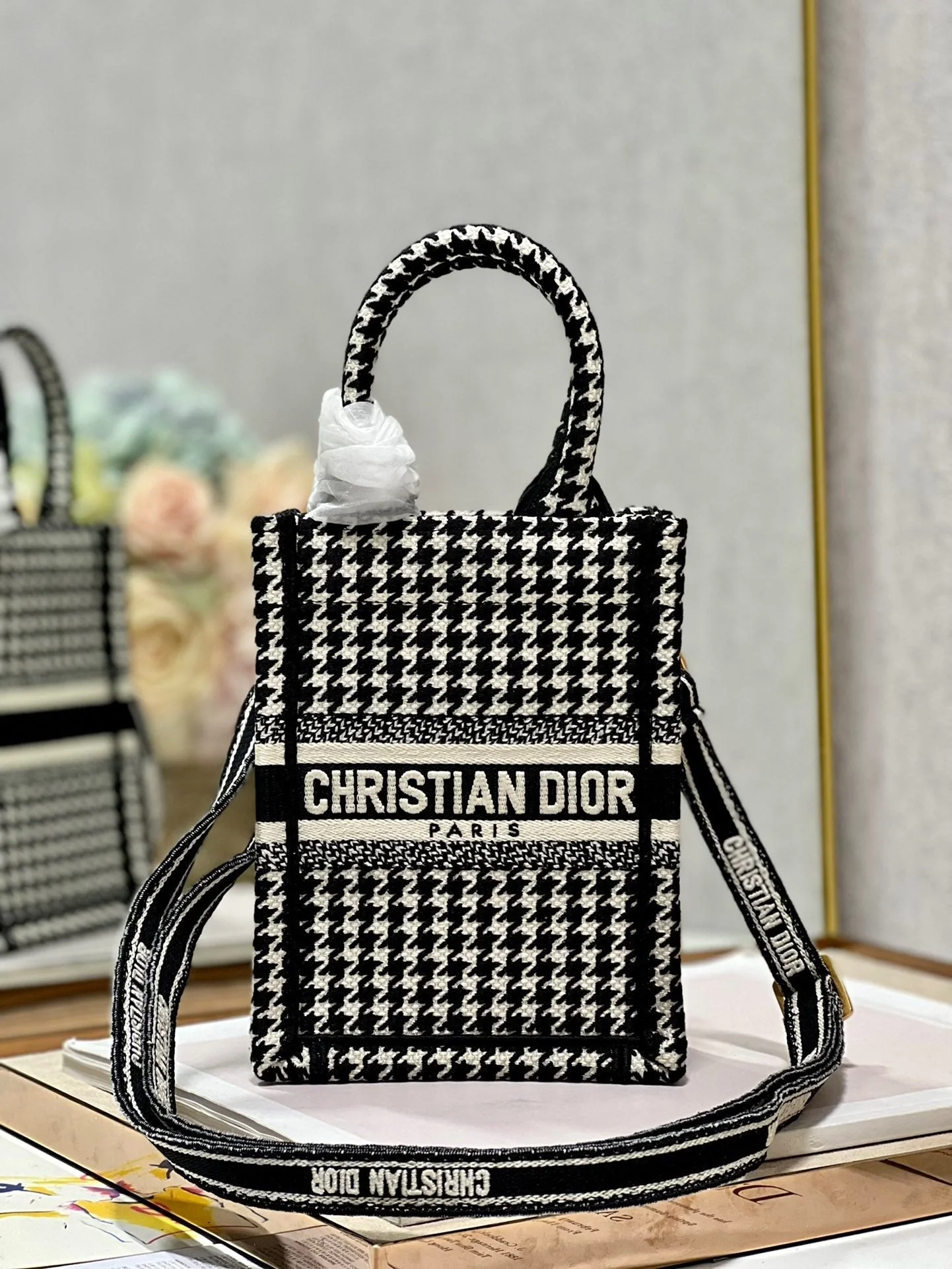 CD Mini Book Tote 13.5 cm Black Beige 336419
