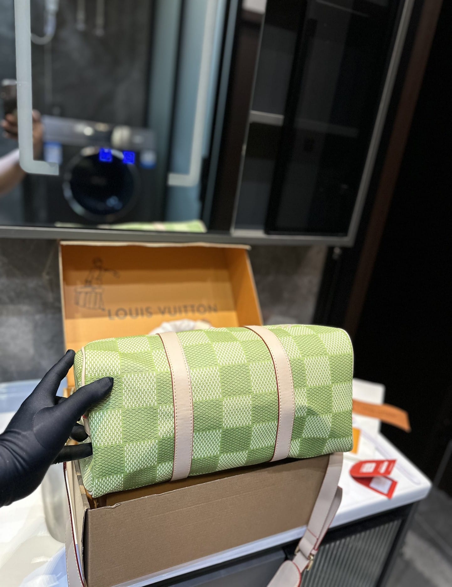 Louis Vuitton Keepall Bandoulière Damier Canvas Green 35Cm N40671