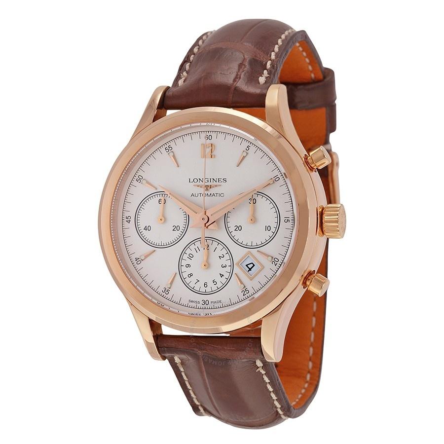 【Super Clone】Longines Men's L27508762 Heritage 18kt Rose Gold Chronograph Automatic Brown Leather Watch