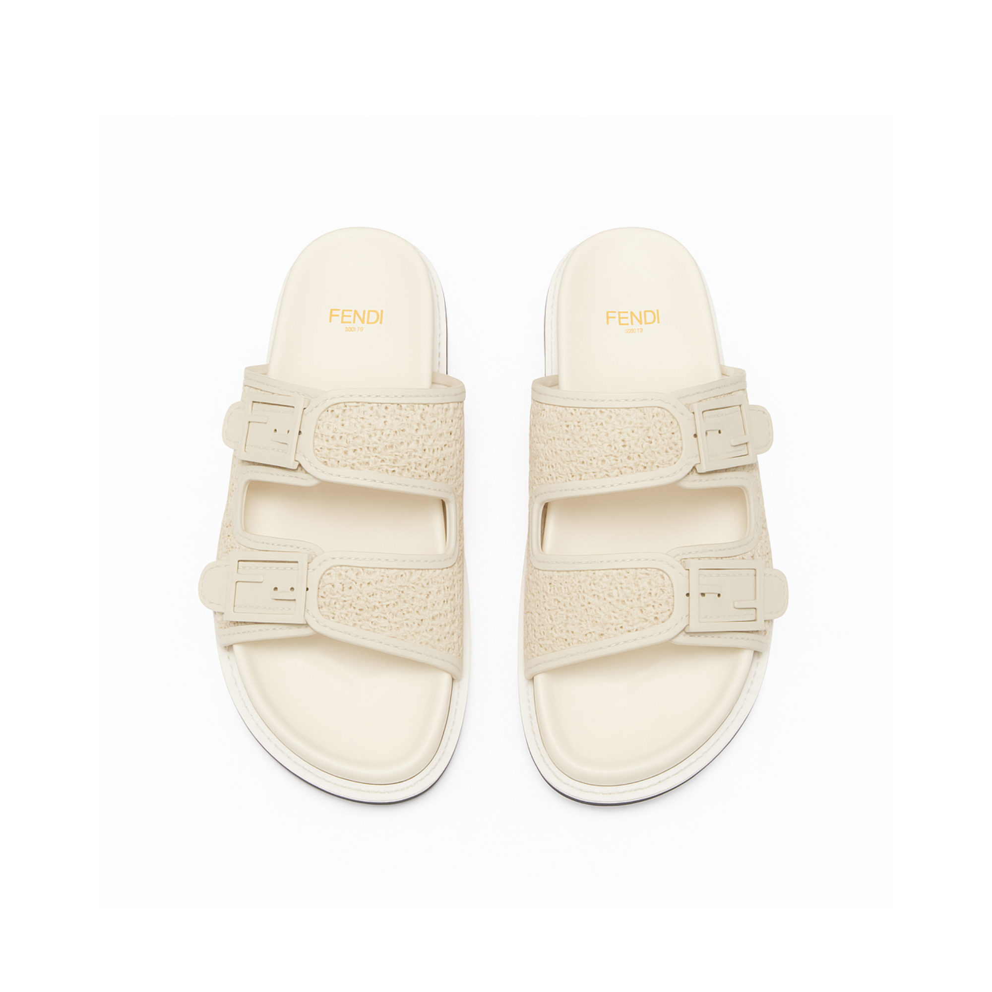 Fendi Feel Leather Sandals White