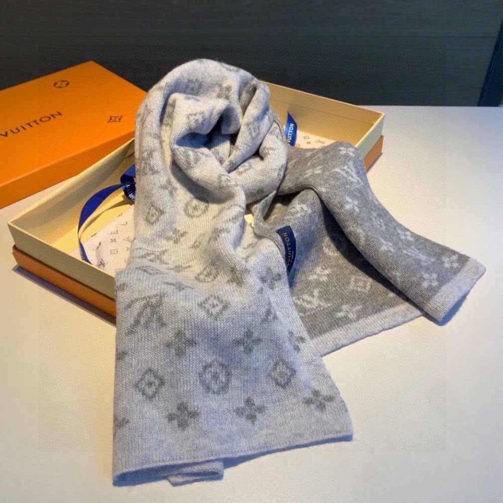 Louis Vuitton Cachecol Monogram Denim Scarf Light Grey