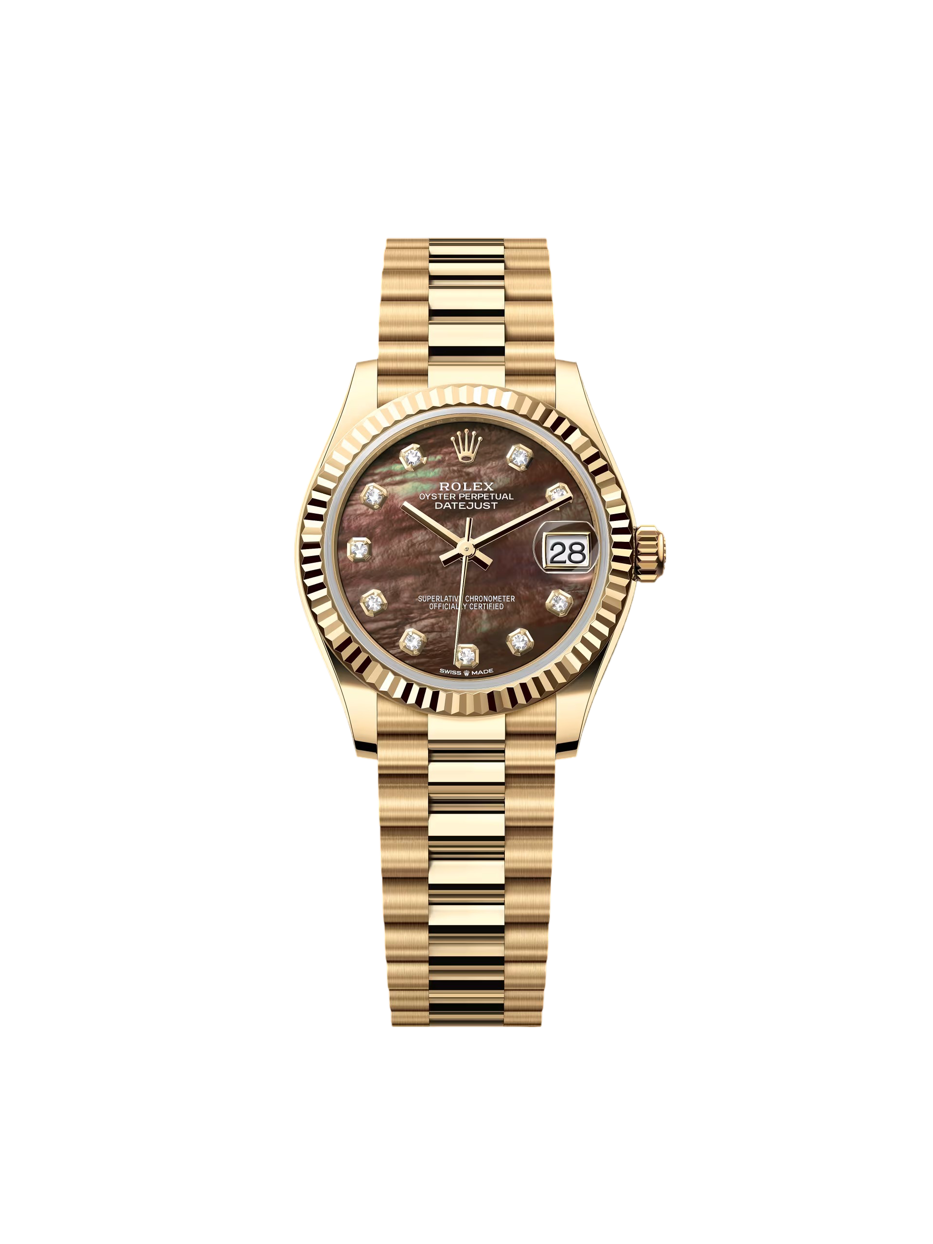 Rolex Datejust m278278-0038 Black Mother-of-Pearl 31mm Dial President Bracelet Watch