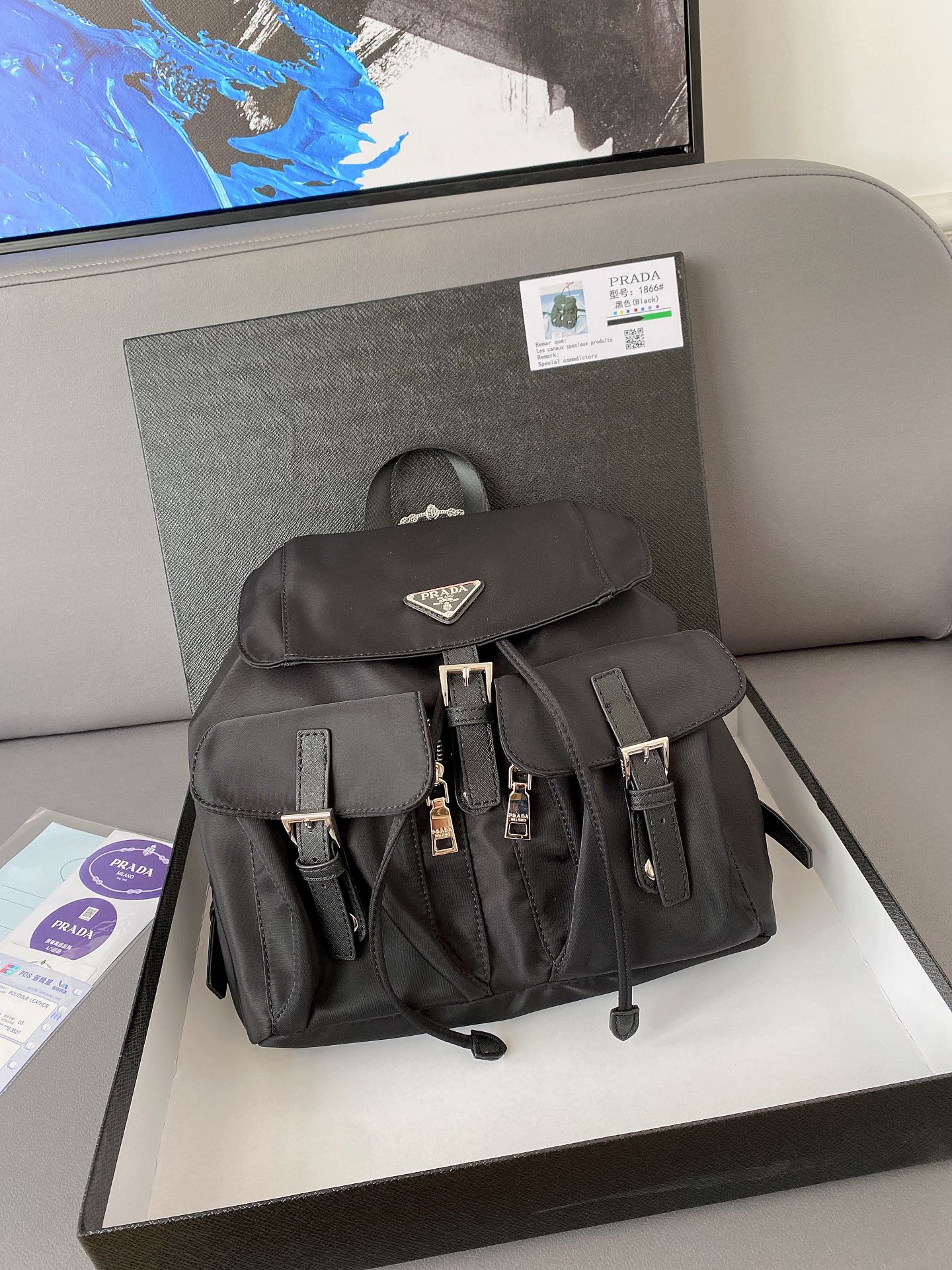 Prada Re-Nylon Medium Backpack Black