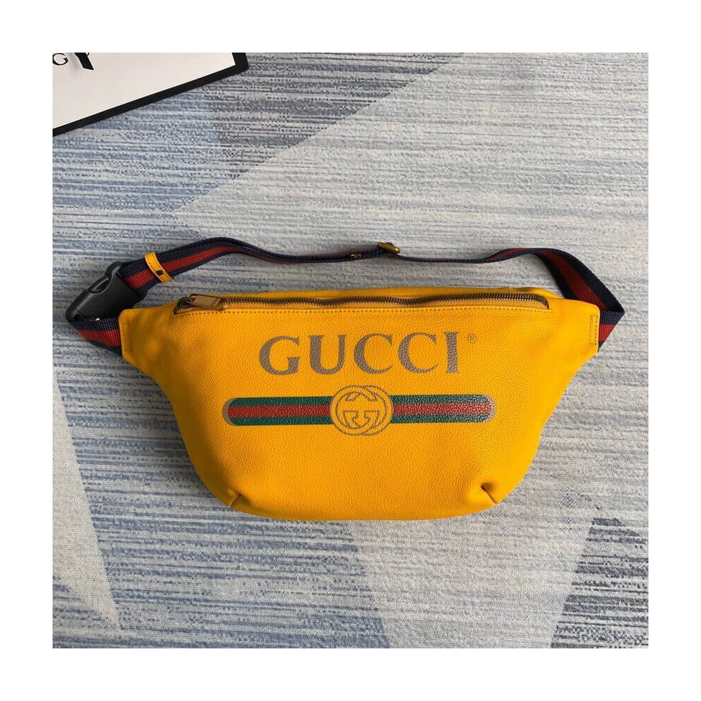 Gucci Print Leather Belt Bag Yellow