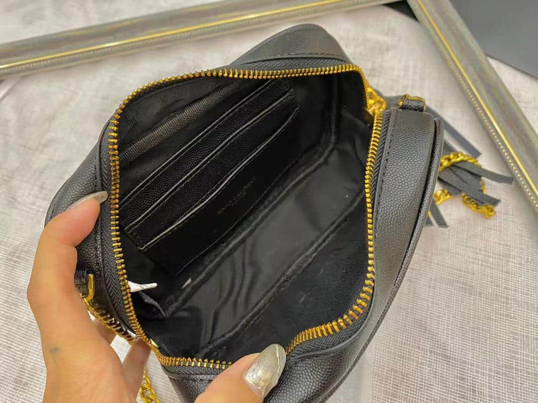 Saint Laurent Lou Camera Bag In Quilted Leather Gold Hardware Black 18Cm