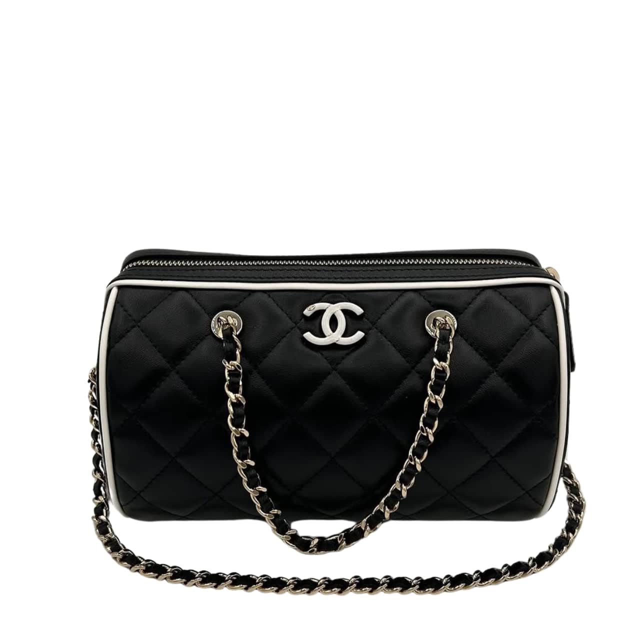 Chanel Clutch With Chain Black And White 18Cm/7in