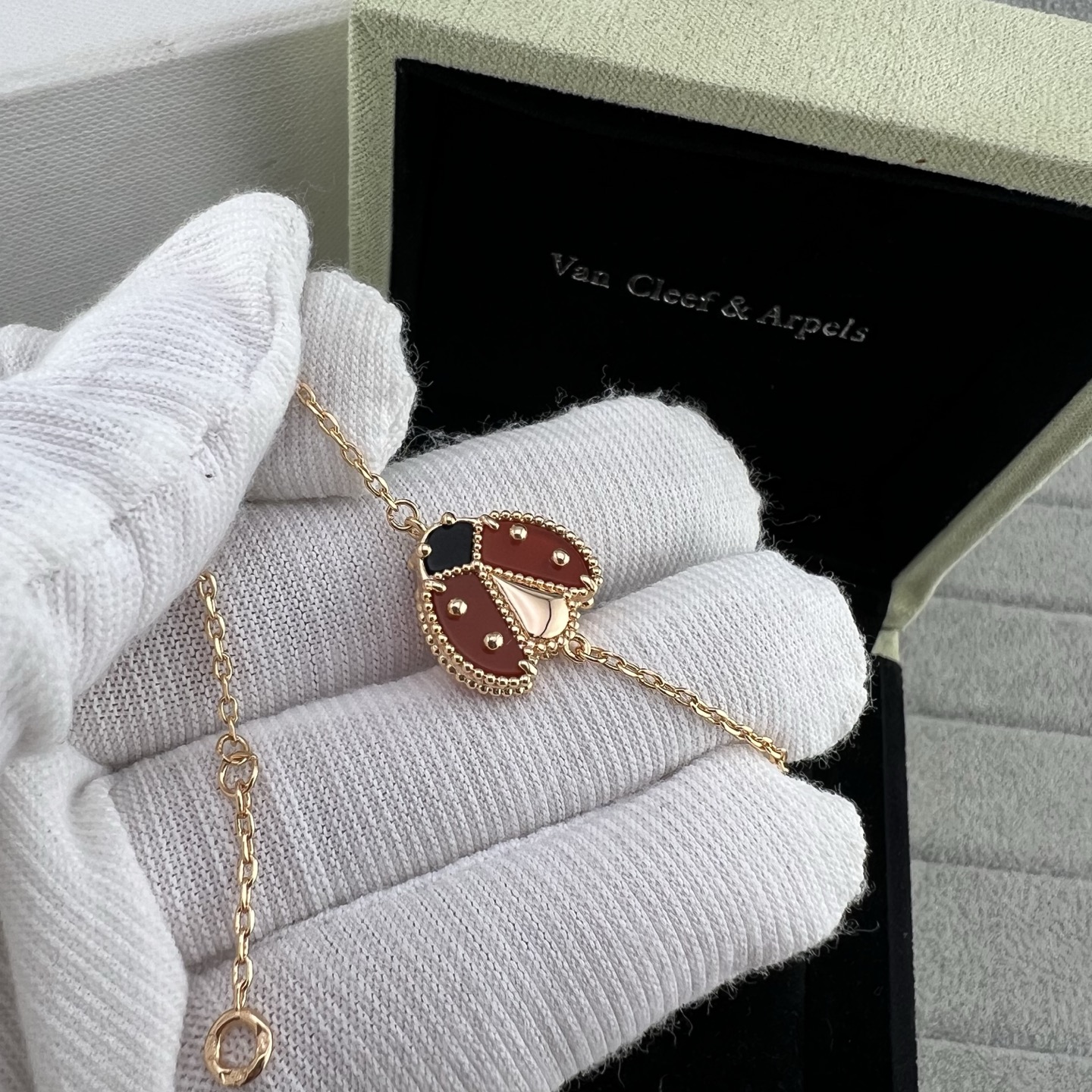 Rose gold ladybug bracelet