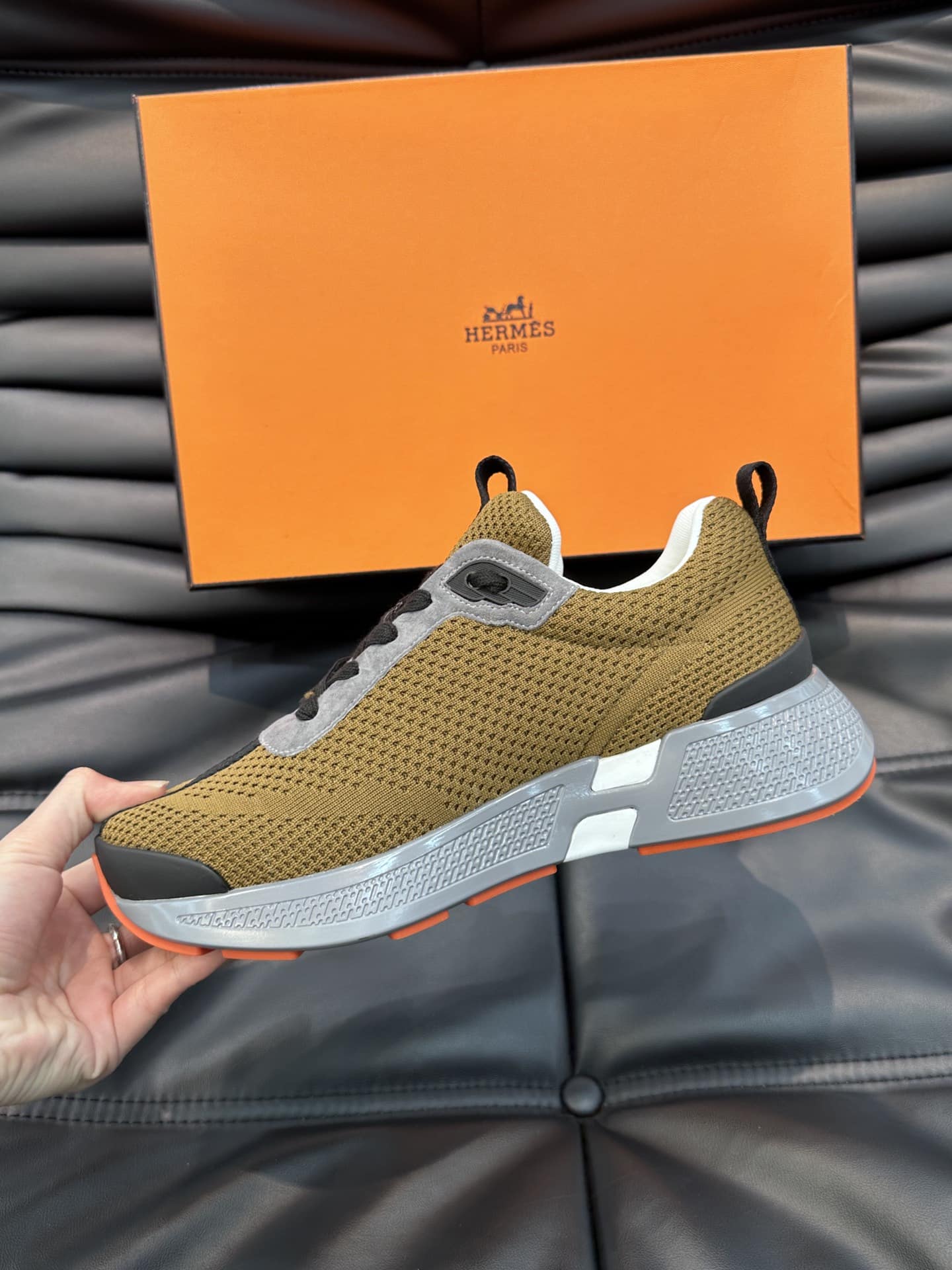 Hermes Heros Sneaker Khaki Gray H232985Zh1R400