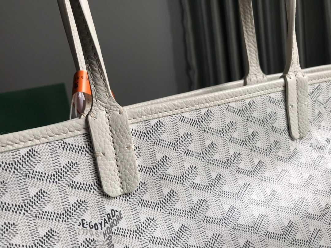 Goyard Hardy Pm Bag 40 Cm White Goyardine Canvas And Taurillon Leather Trim