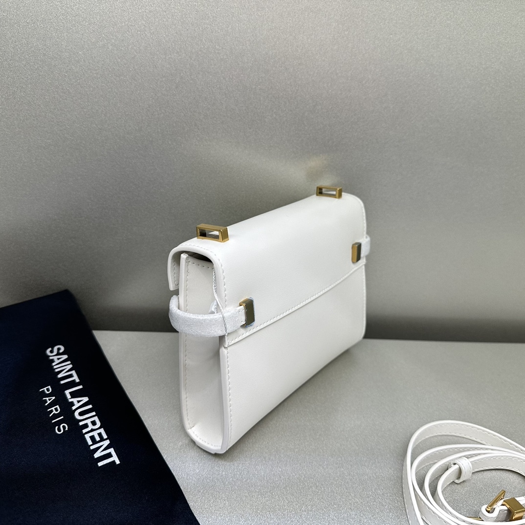 Saint Laurent Manhattan Small Shoulder Bag In Box Saint Laurent Leather White 19Cm