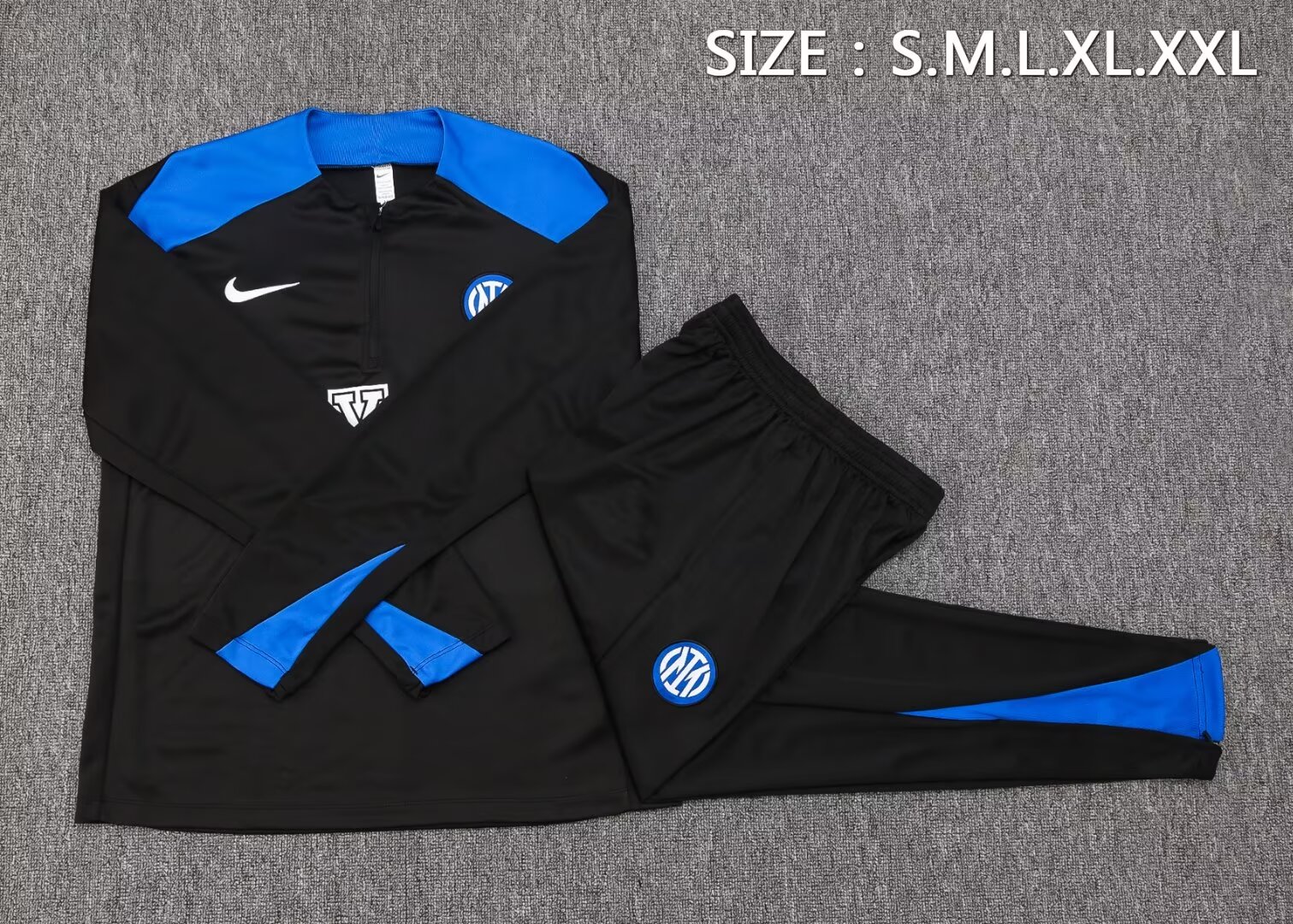 2024/2025 Inter Milan Half-Pull Training Suit Black Football Jersey 1:1 Thai Quality Set