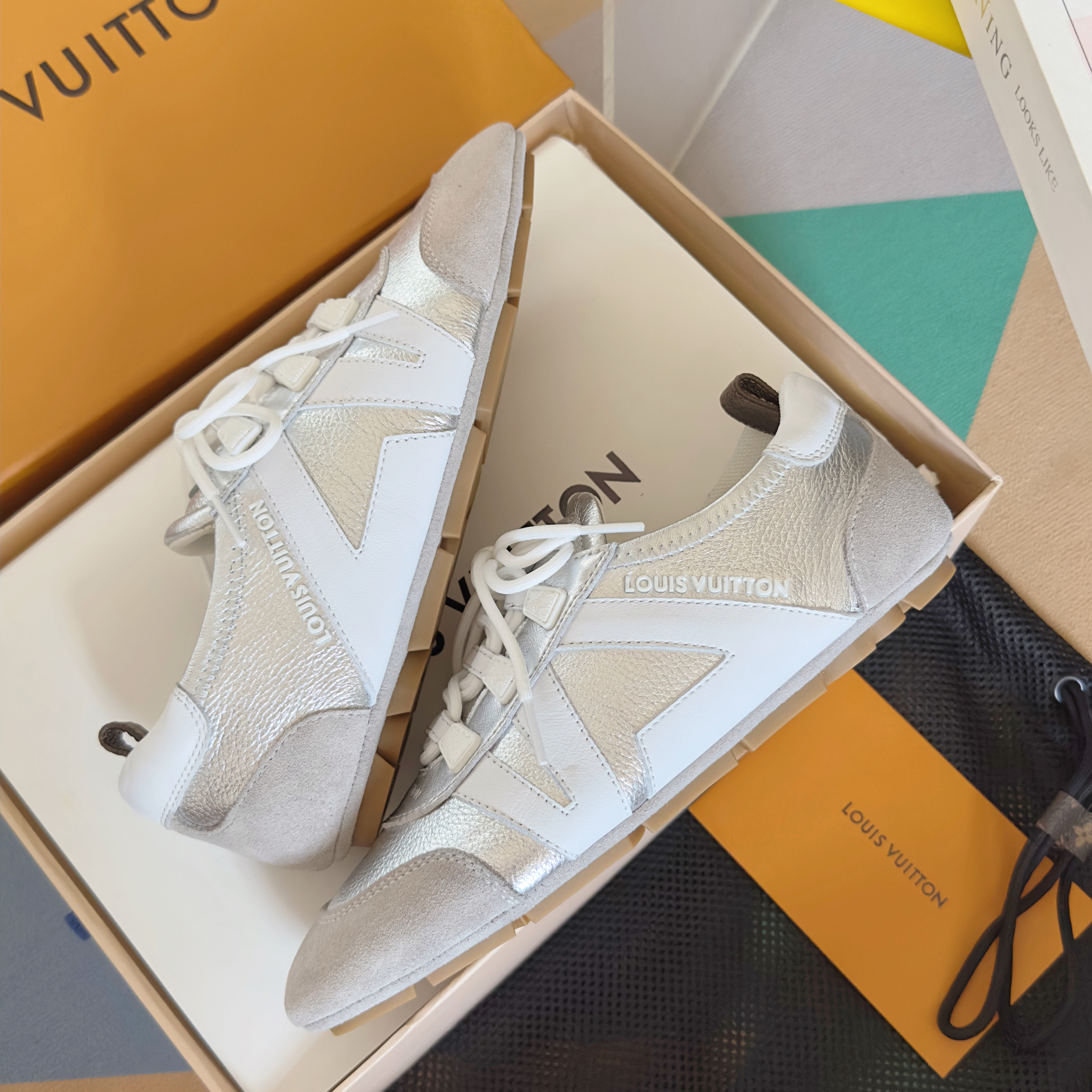 Louis Vuitton Sneakerina Silver White – Women’s Slim Sneakers