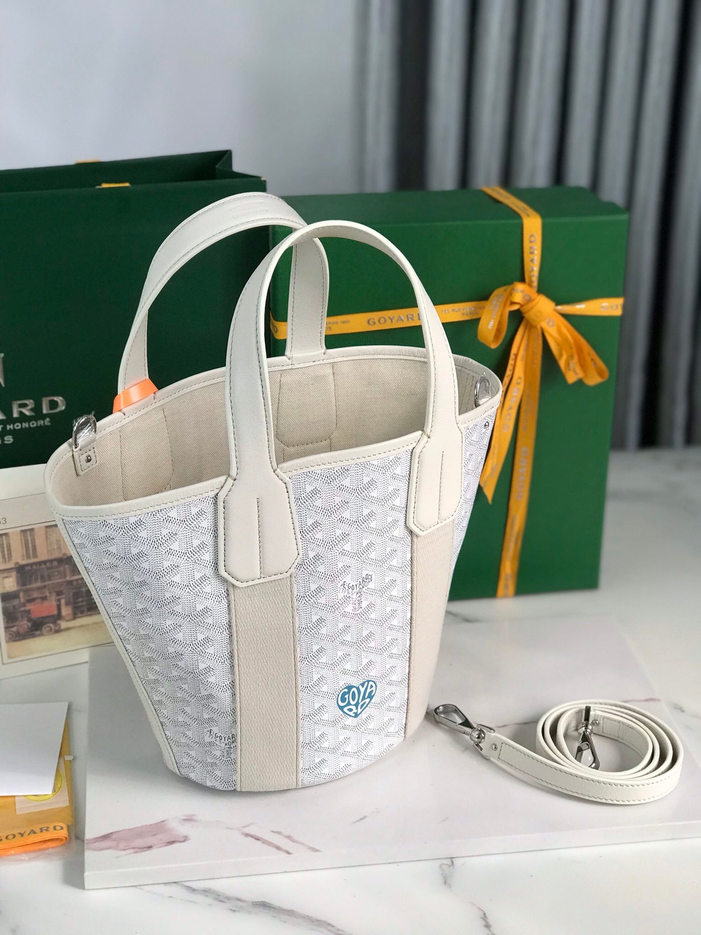 Goyard Small Belharra 24 Cm White Goyardine Canvas And Lambskin