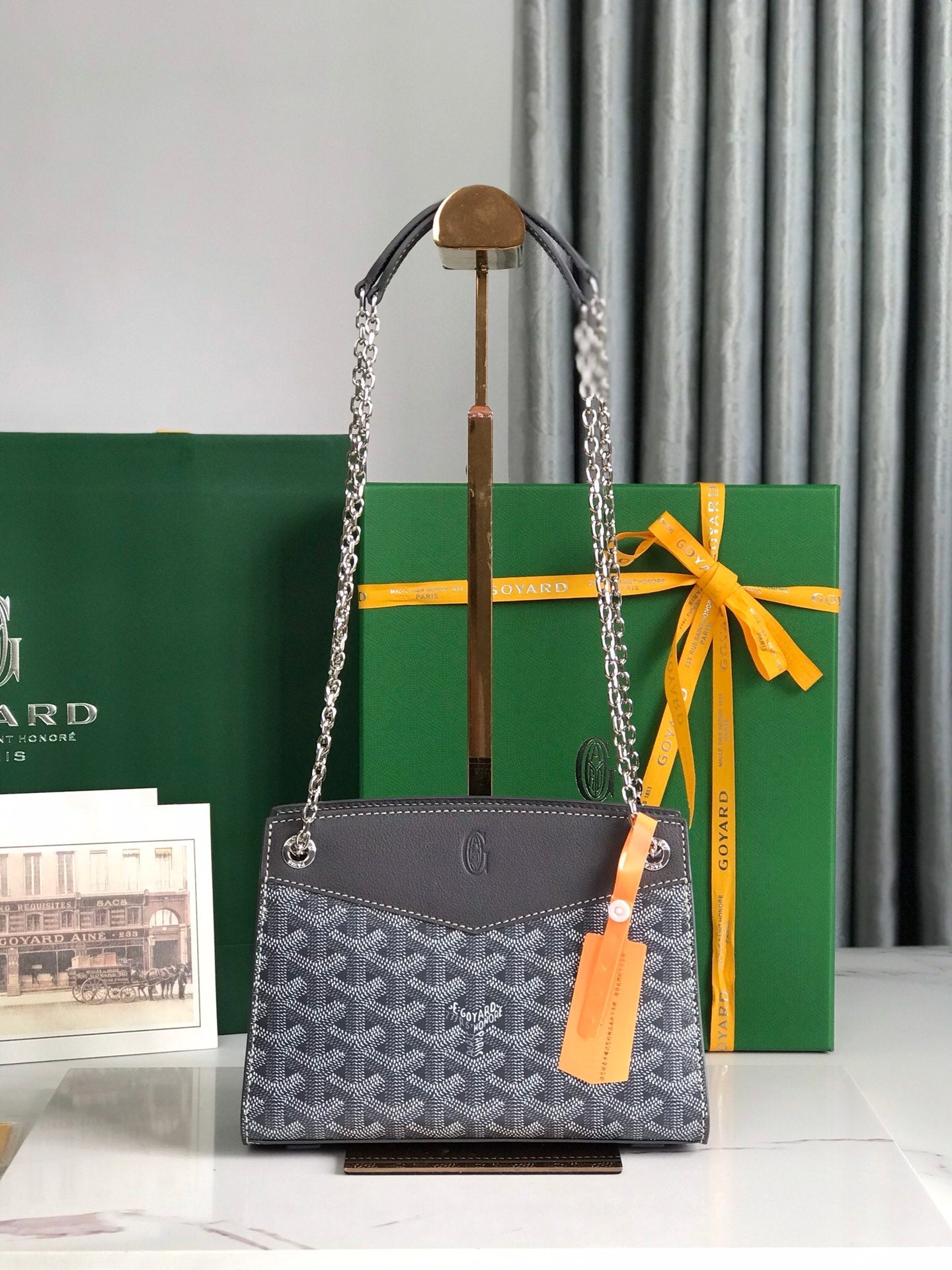 Goyard Rouette Structuré Mini Bag 21cm Grey Black Goyardine Canvas And Calfskin