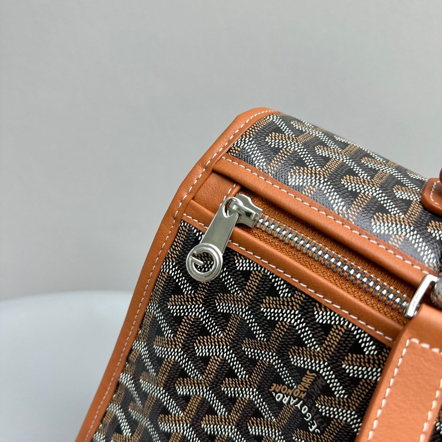 Goyard Leger Backpack 37 Cm Black Goyardine Canvas With Tan Calfskin Trim