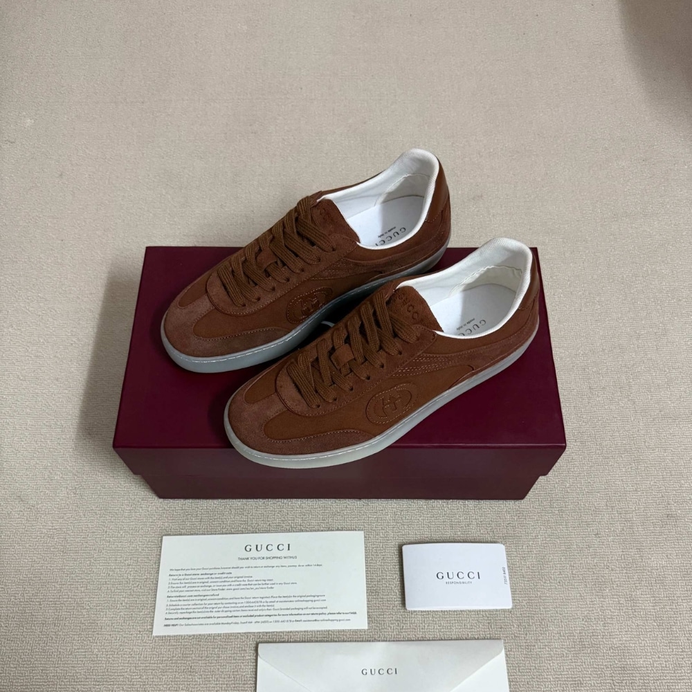 Gucci Men G75 Sneaker Light Brown Suede 845147 AAFGP 2361