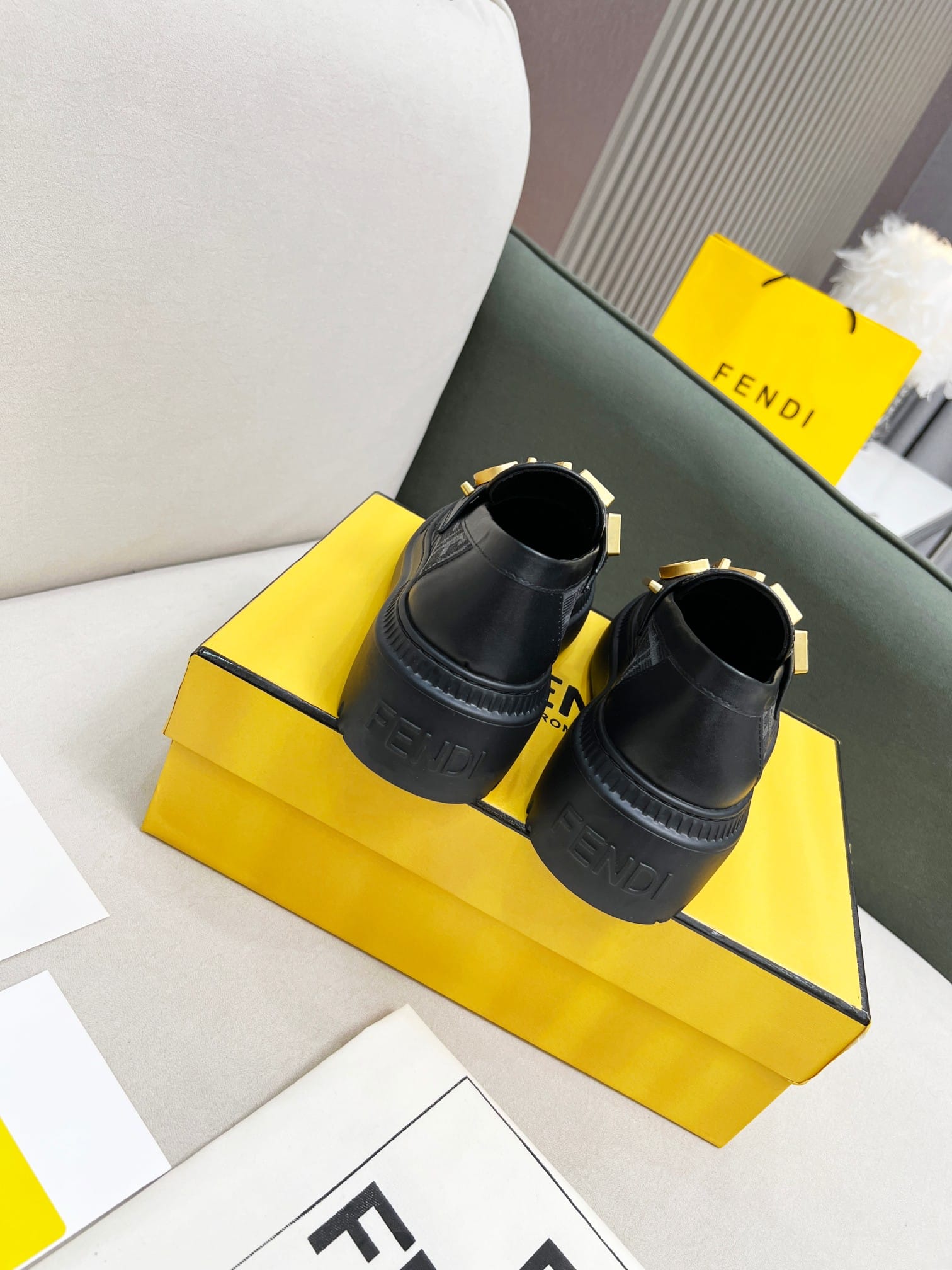 Fendigraphy Ff Leather Loafers Grey