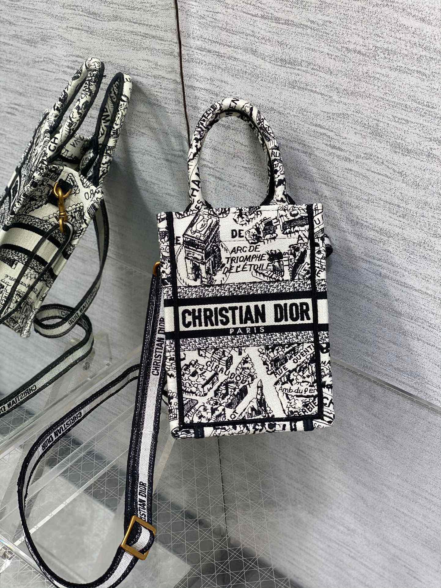 CD Mini Book Tote 13.5 cm Black Beige 336416