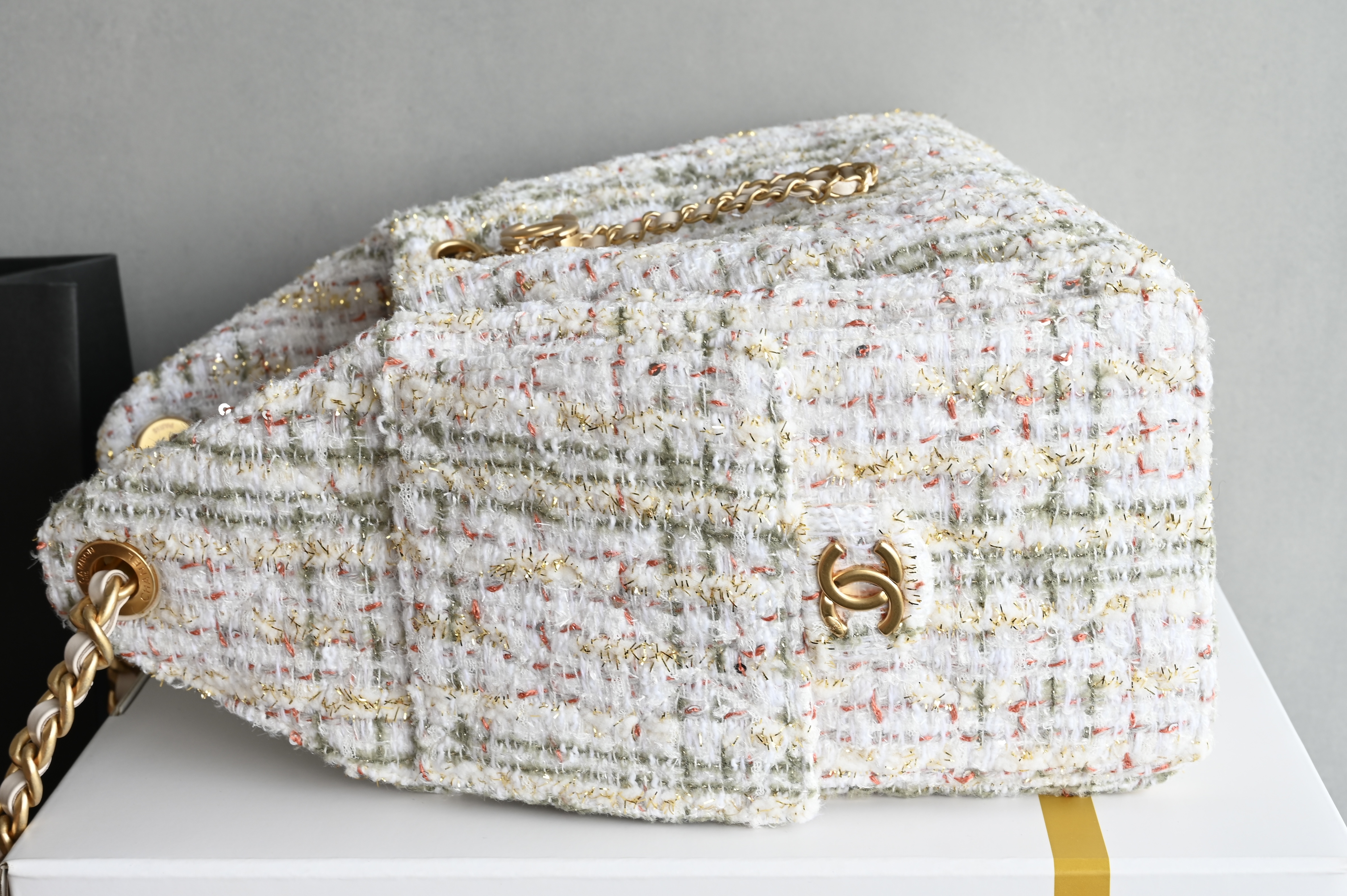 Chain Decor Hobo Bag（Light Multicolor Tweed）